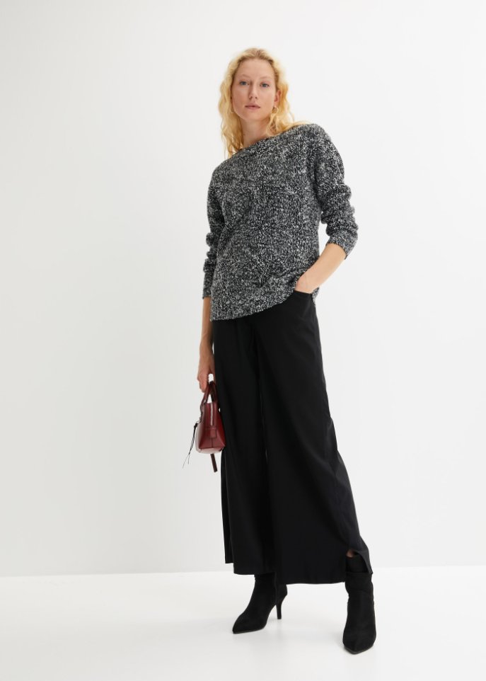 Strick-Pullover mit Rundhalsausschnitt