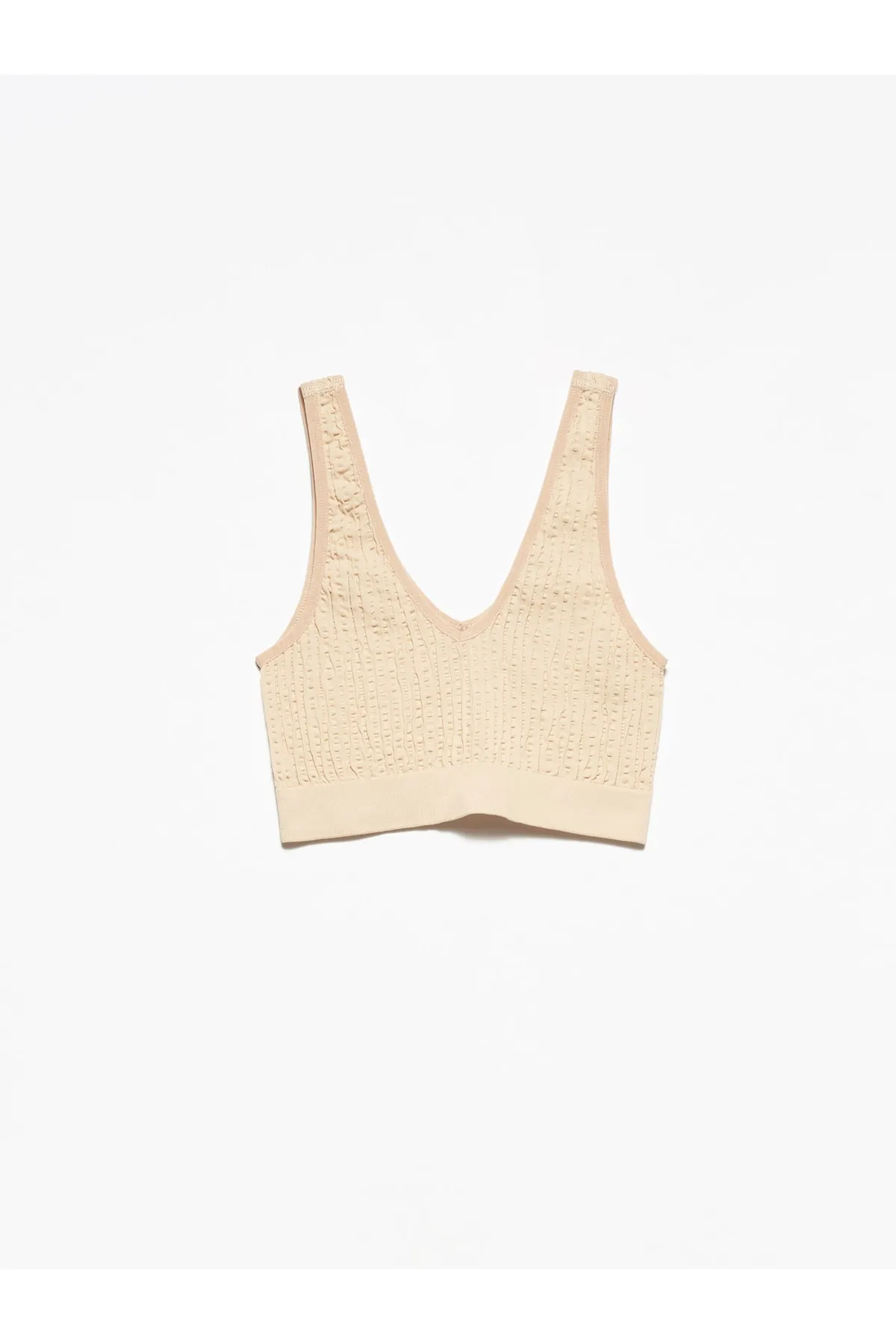 Dilvin  3650 Faltenoberteil mit V-Ausschnitt Beige