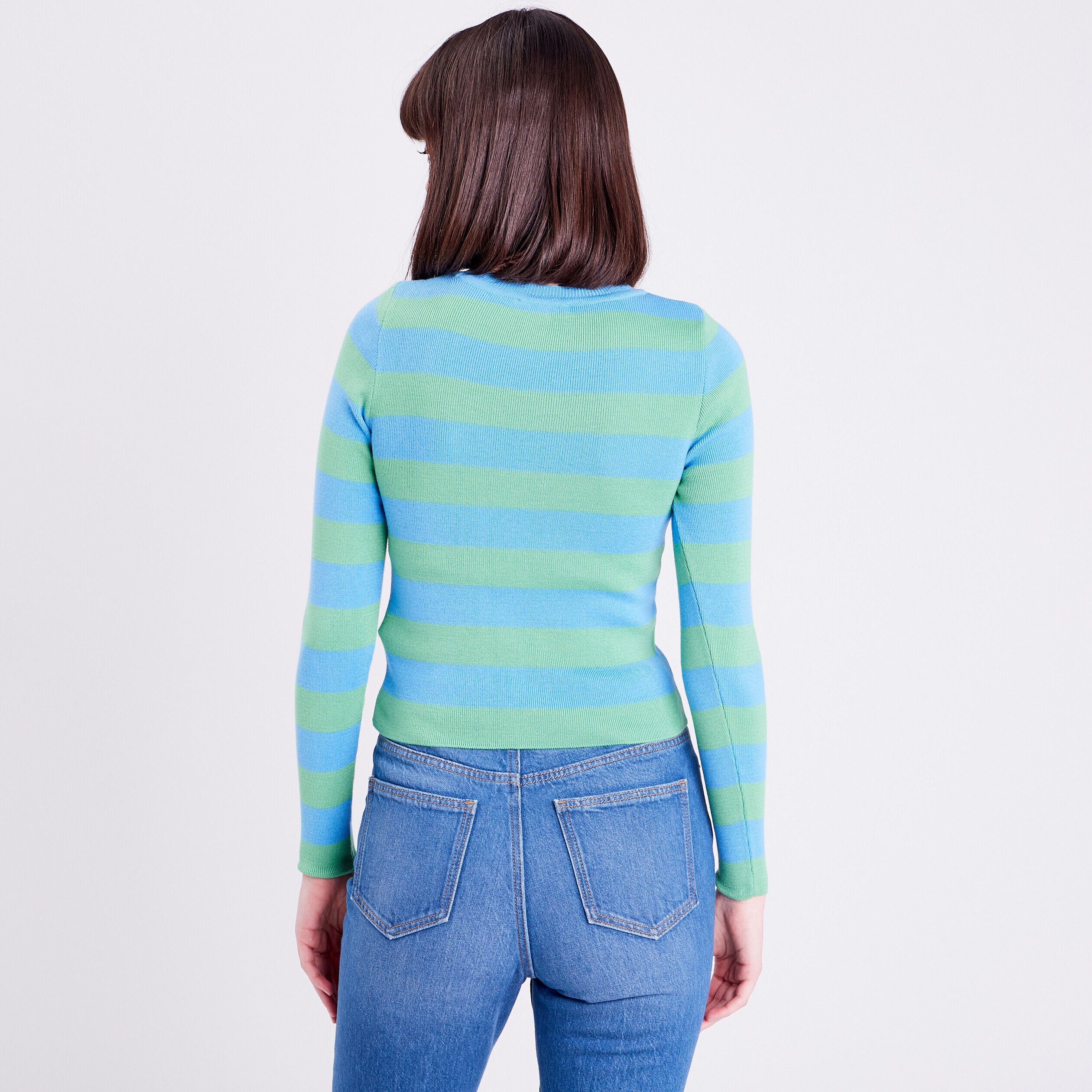 Pull avec manches longues bleu ciel femme | Cache Cache