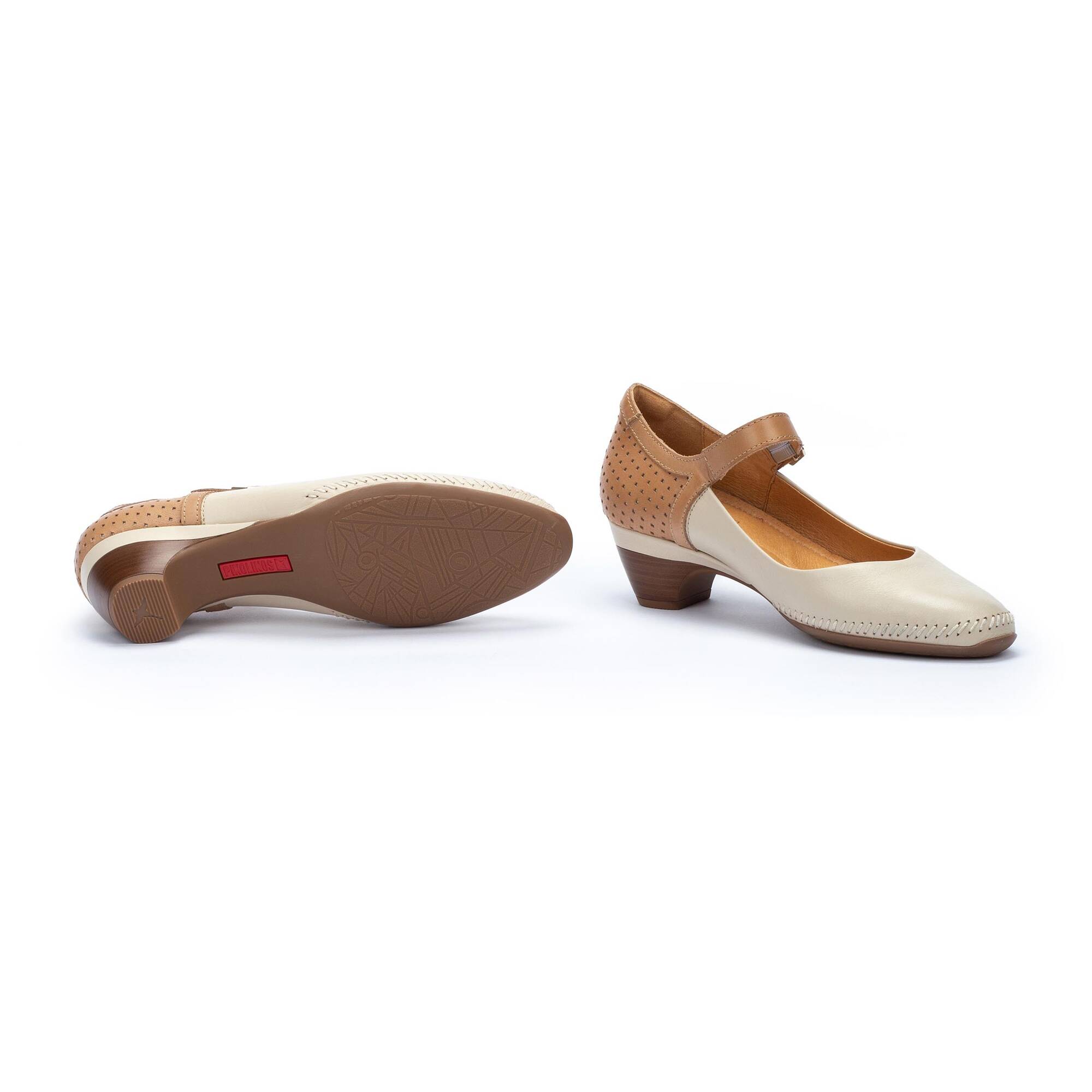 Buty damskie z boczną klamrą - KOŚĆ SŁONIOWA