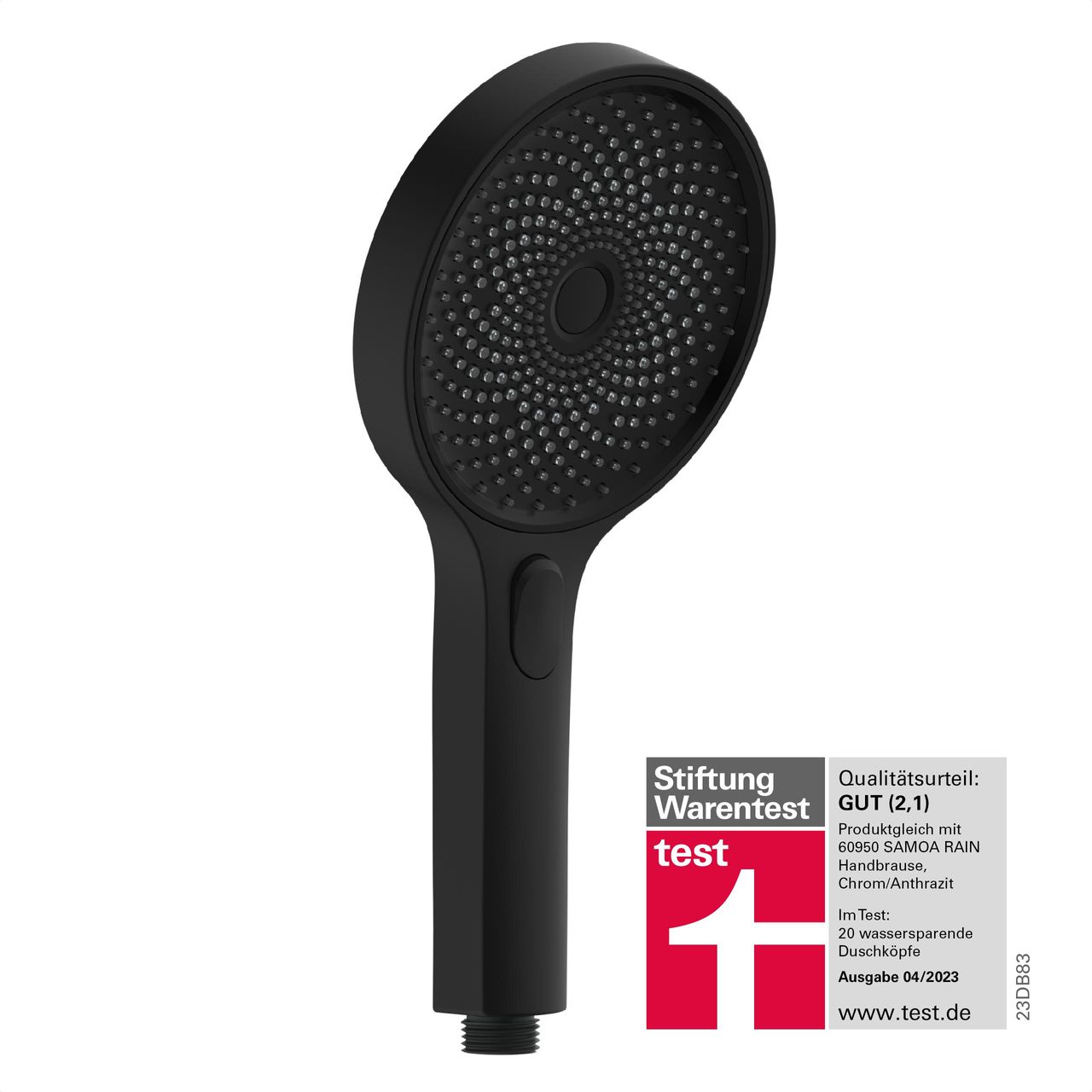 Schütte Handbrause SAMOA RAIN, Duschbrause mit 3 Strahlarten Schwarz matt