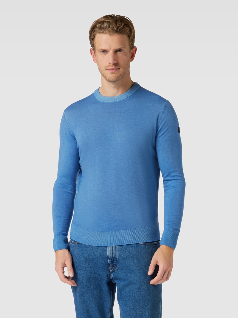 Strickpullover aus Schurwolle mit Rundhalsausschnitt in royalblau