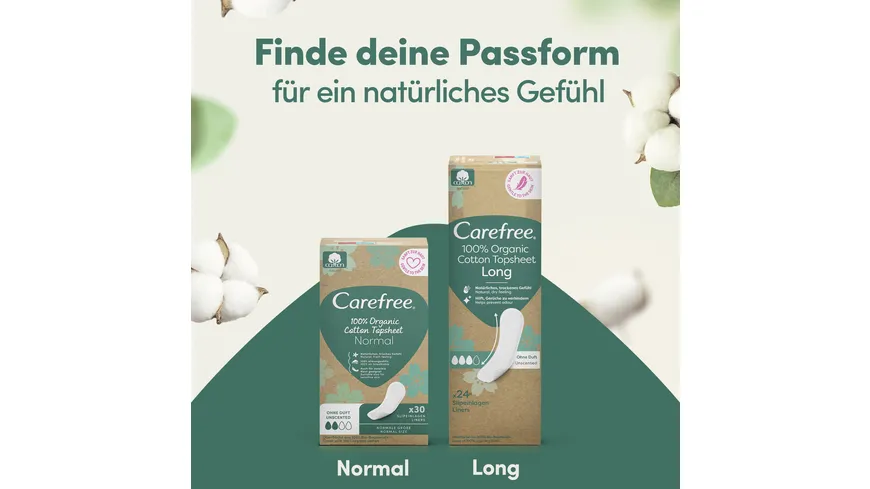 Carefree Slipeinlagen Organic Cotton Long