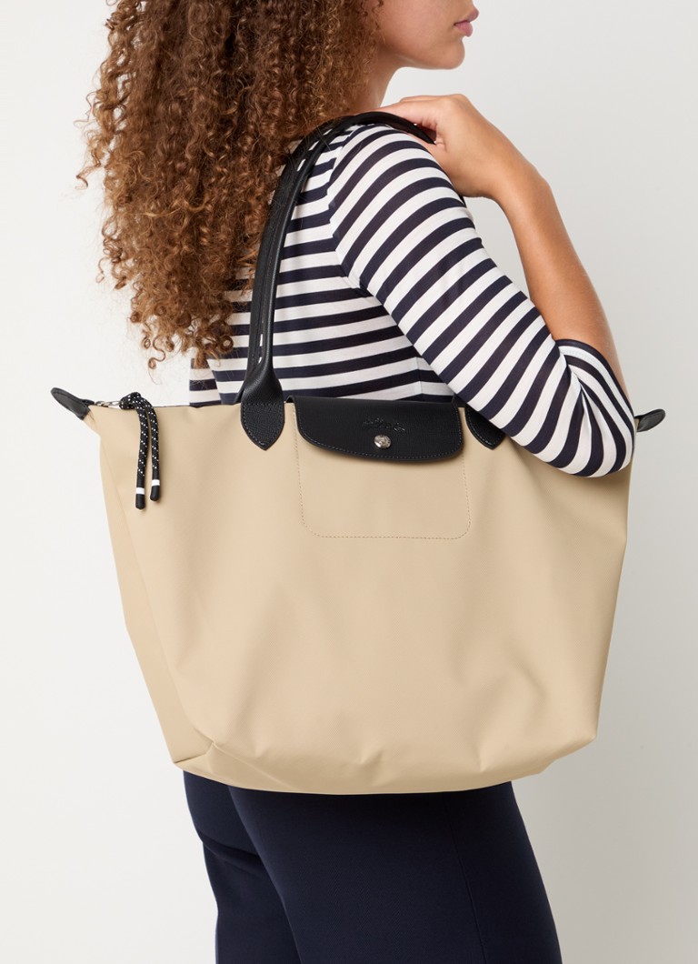 Geantă tote Longchamp Le Pliage Energy, mărimea L, cu detalii din piele.