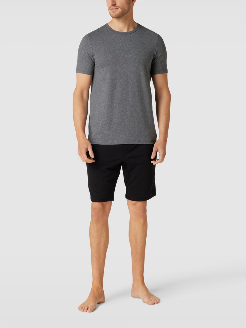 T-Shirt mit Label-Detail im 2er-Pack Modell 'Cotton Essentials' in dunkelgrau meliert