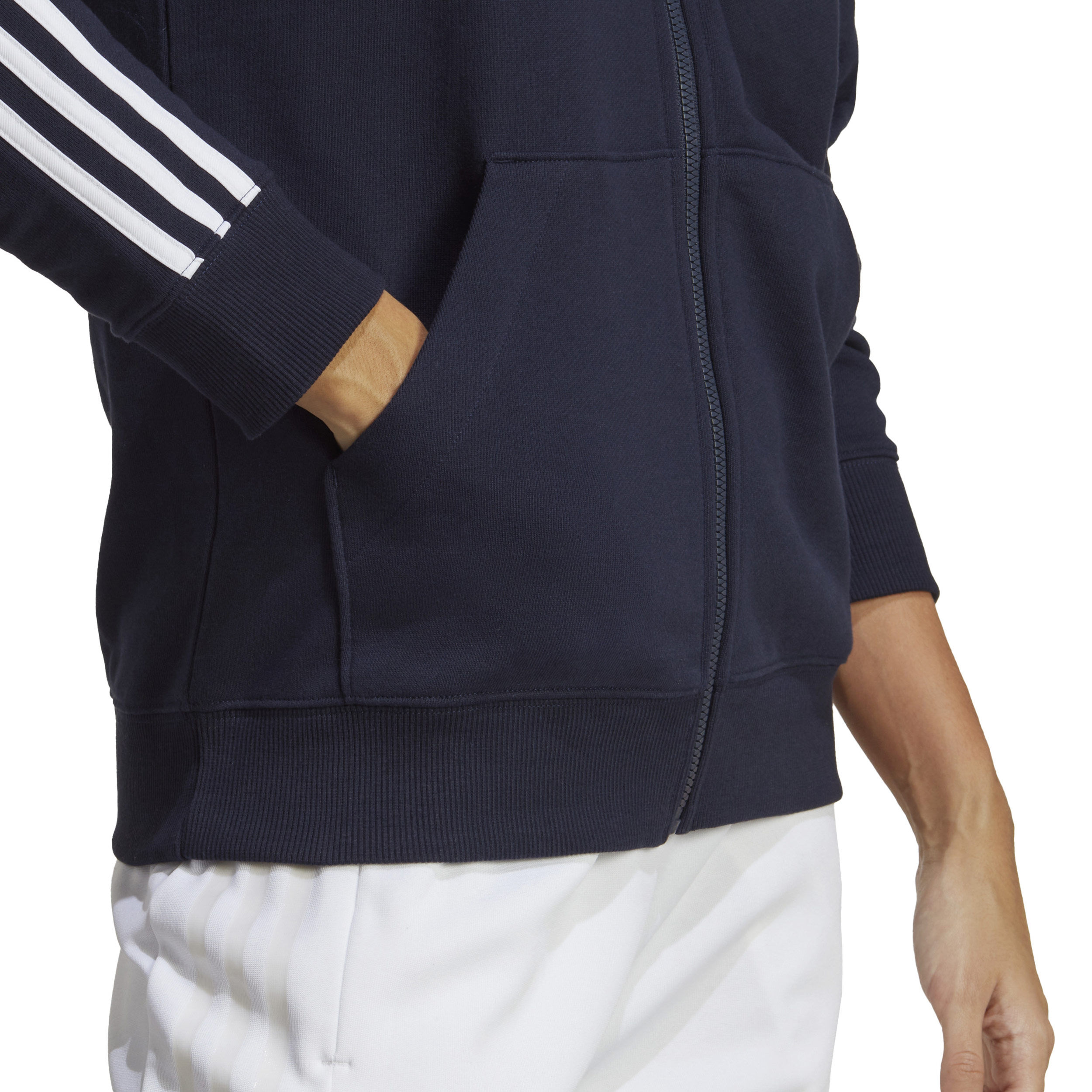 3 Stripes French Terry Sweatjacke Damen - Dunkelblau, Weiß