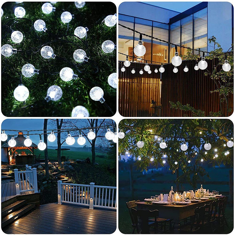 Rosnek LED-Lichterkette Lichterkette Außen Solar, Solar Lichterkette Aussen Kristall Kugeln, 5/9M Wasserdicht LED Solarlichterkette für Garten, Party, Weihnachten