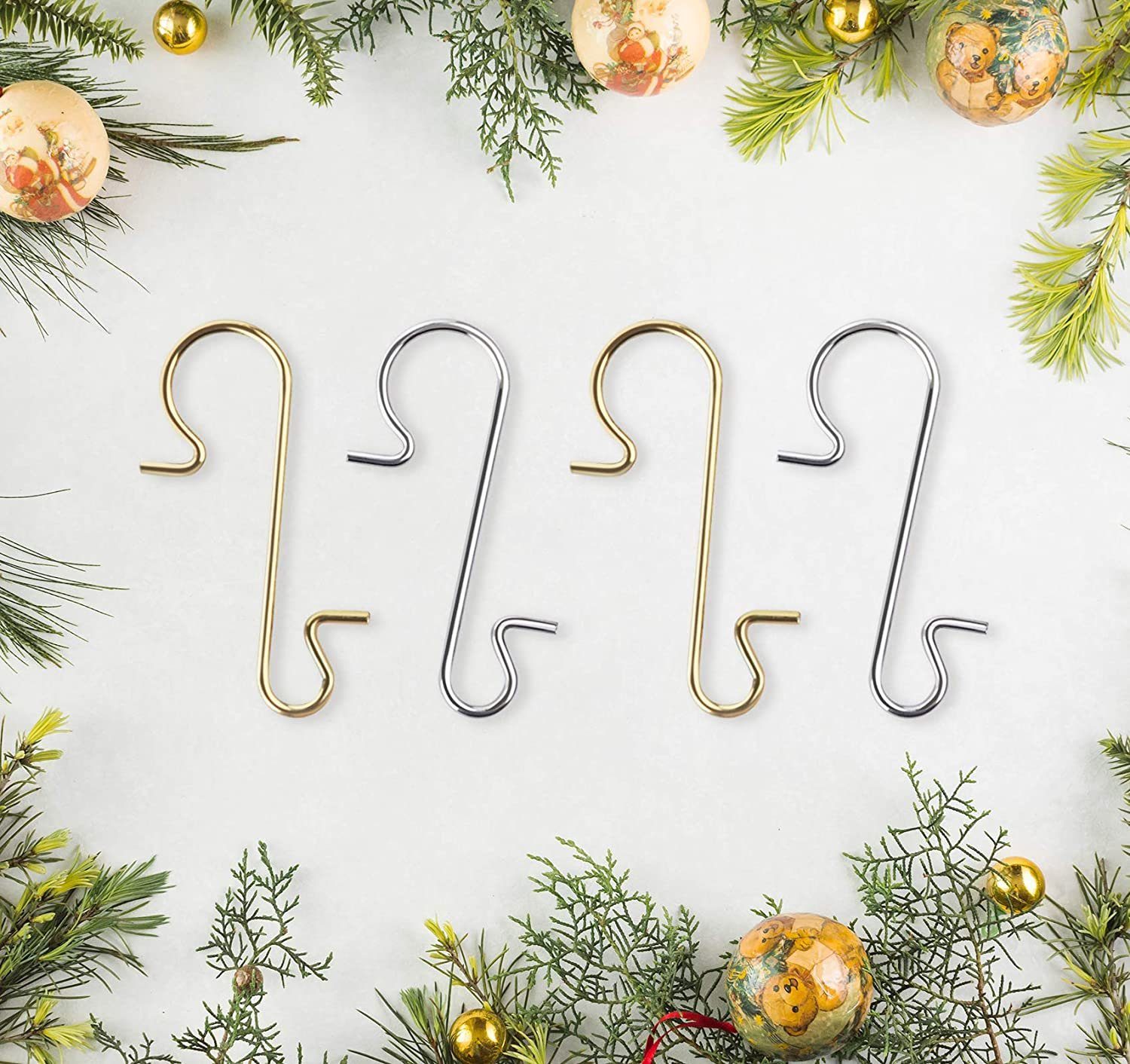 Homewit Christbaumschmuck Edelstahl S Haken für Kugelaufhänger Weihnachtsbaumschmuck (200-tlg), für Aufhängen, Christbaumkugeln usw.