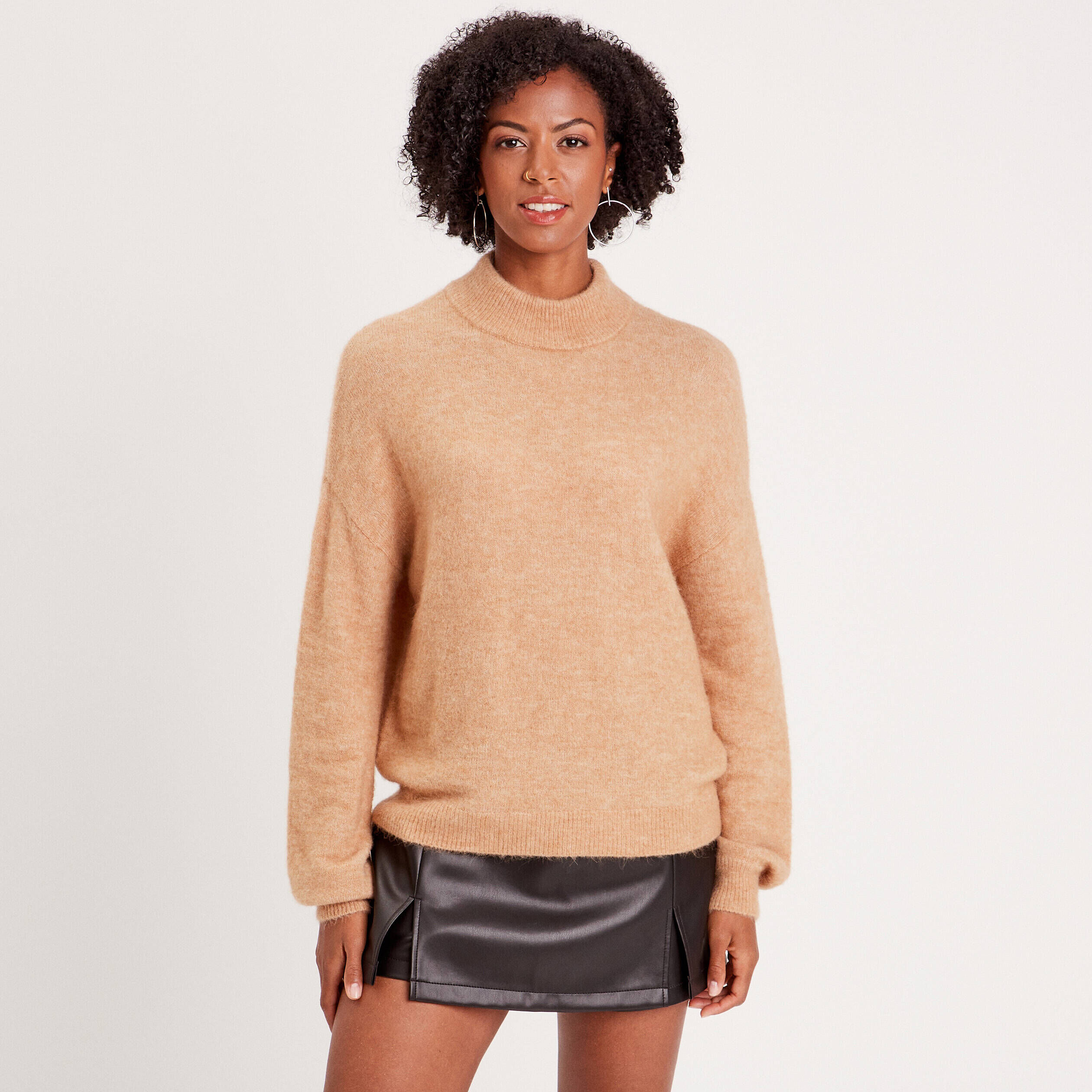 Pull col montant beige femme | Cache Cache