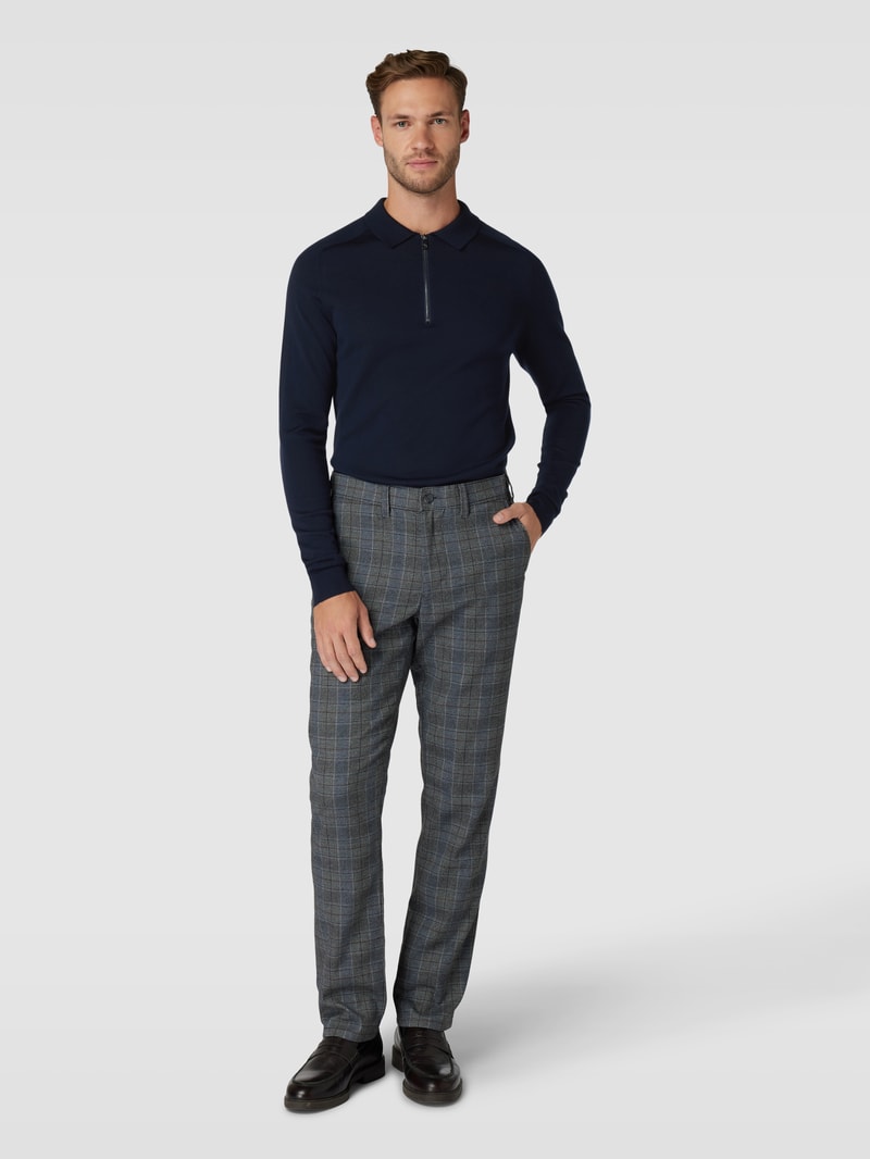 Pullover mit Polokragen aus Schurwolle in marineblau
