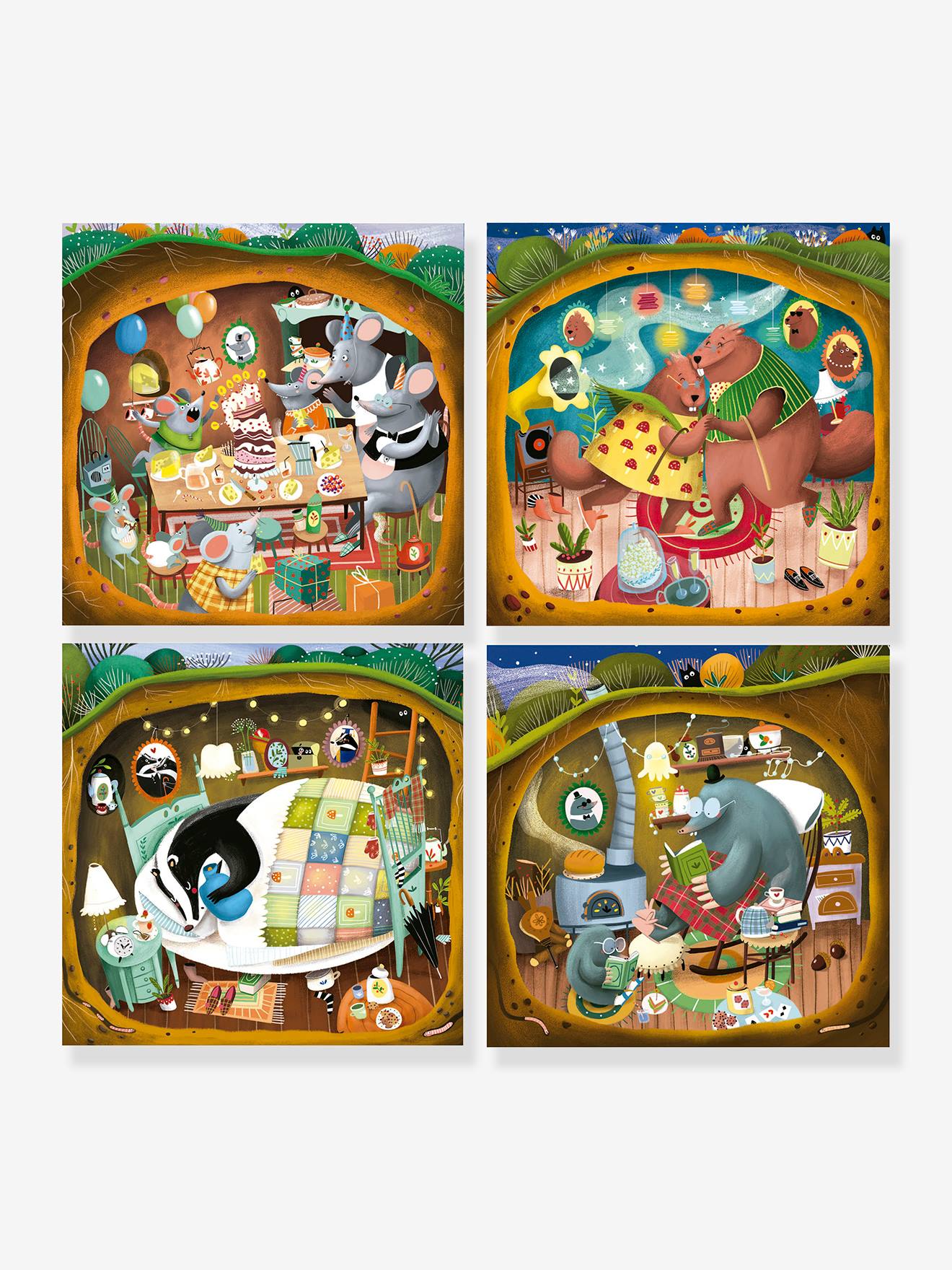 Educa 4 Kinder Lernpuzzles Geschichten aus dem Wald EDUCA, 12-25 Teile - blau
