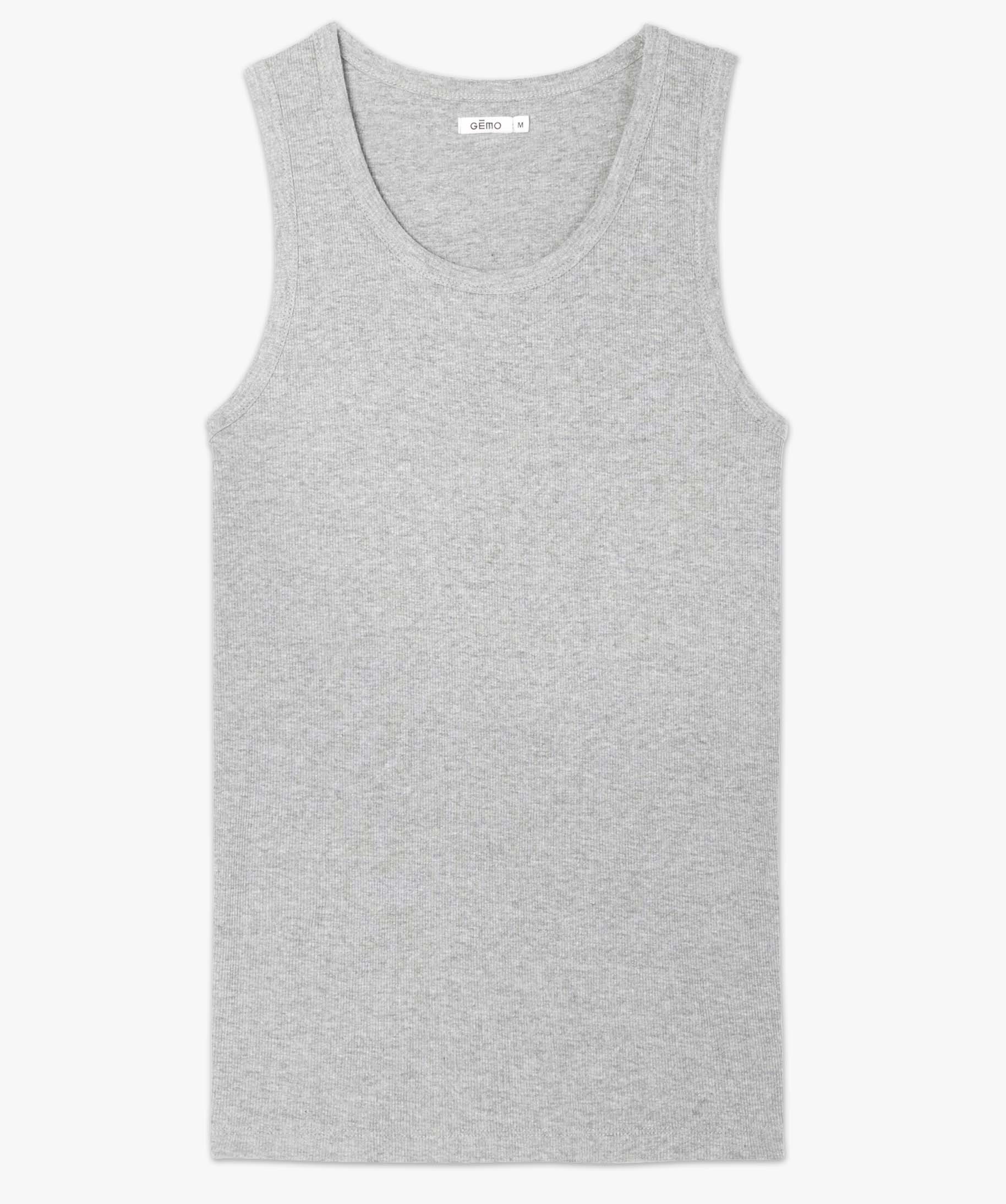 Débardeur homme uni en maille ctelée gris | GEMO