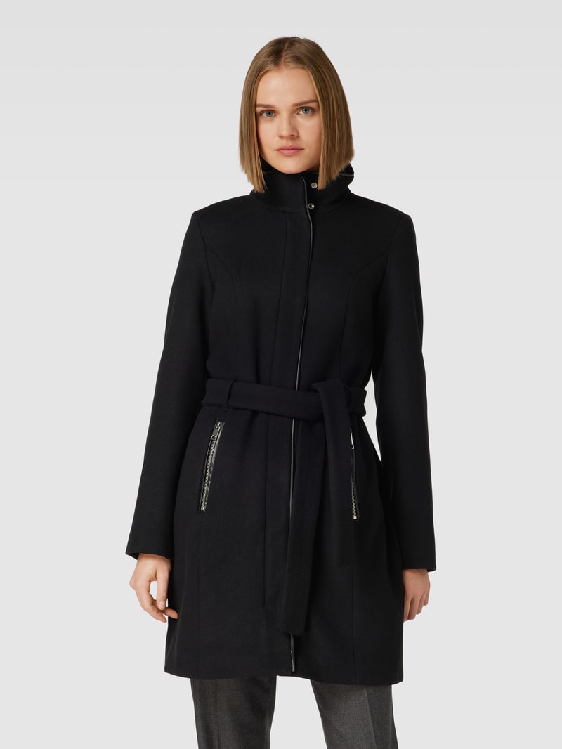 Damen Mantel mit Bindegürtel Modell 'BESSY' in schwarz