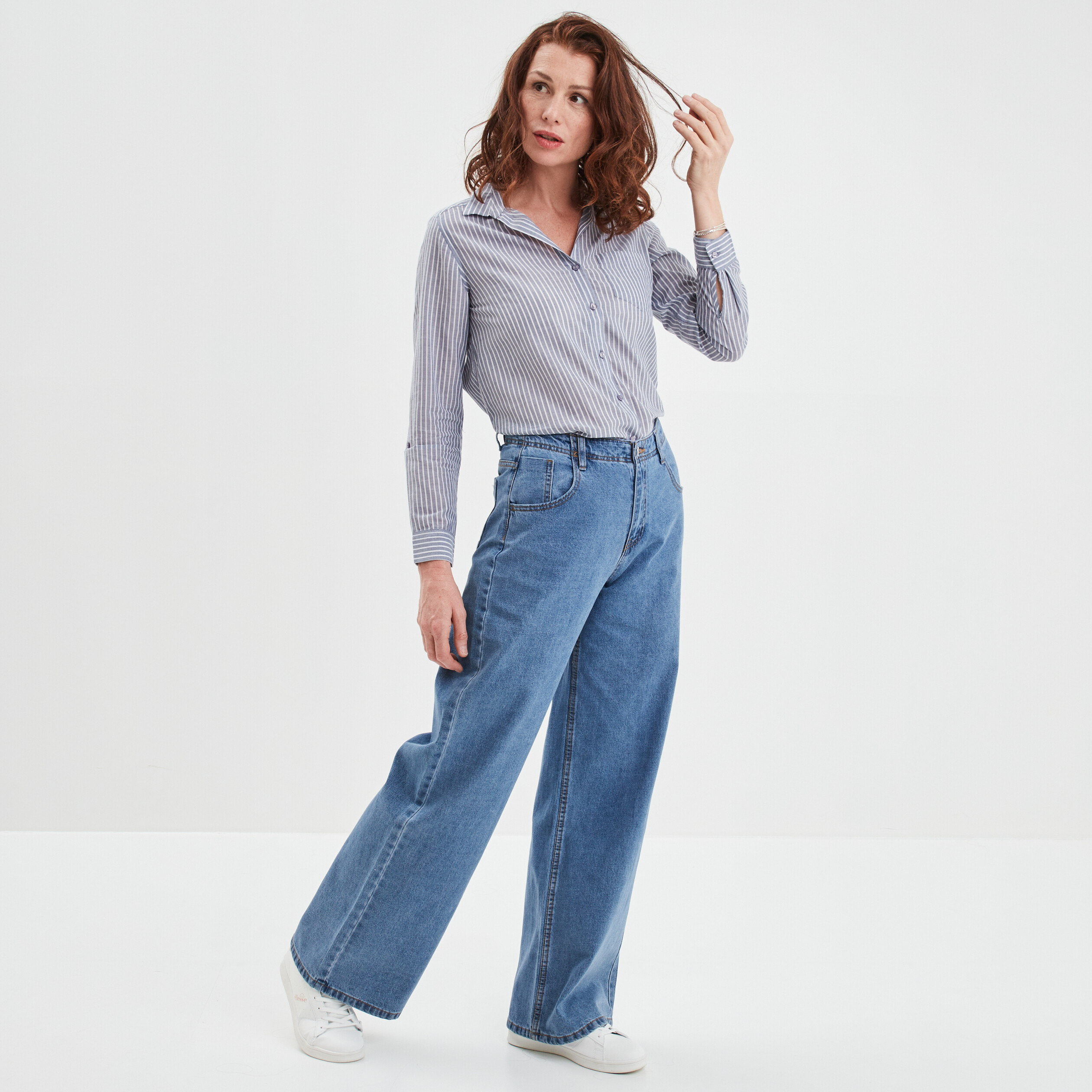Chemise manches retroussables bleu femme | La Halle