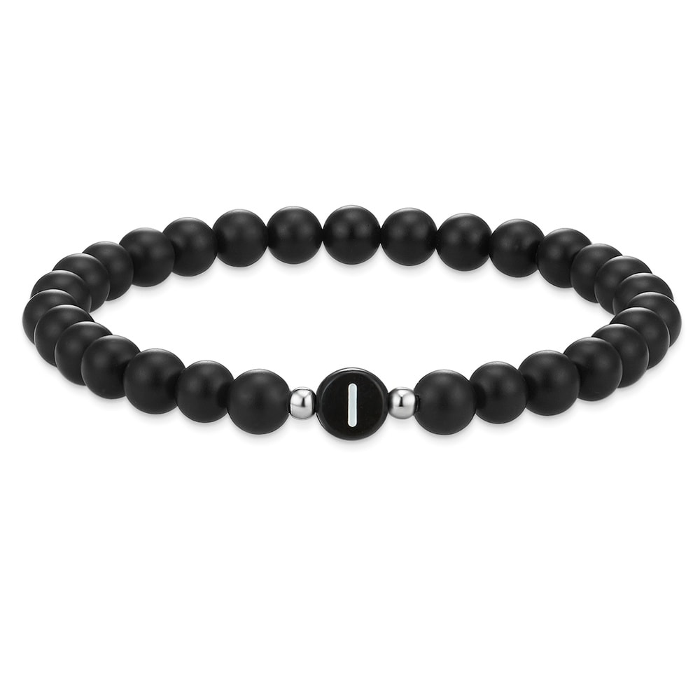 EASTSIDE Bracelet en pierres précieuses Lettres Agate en Noir Bracelet