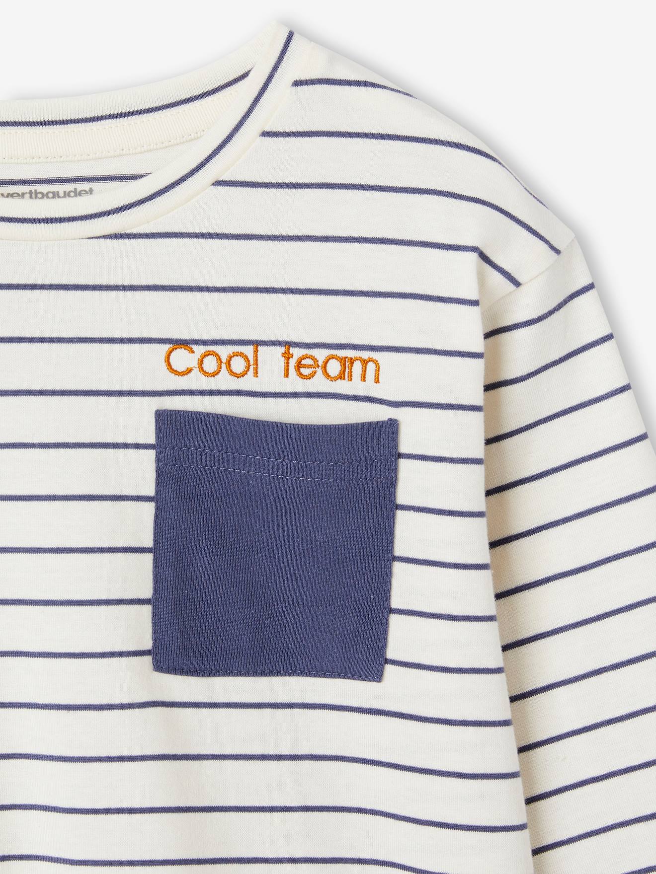 Vertbaudet Jungen Ringelshirt mit Recycling-Baumwolle, personalisierbar - schieferblau