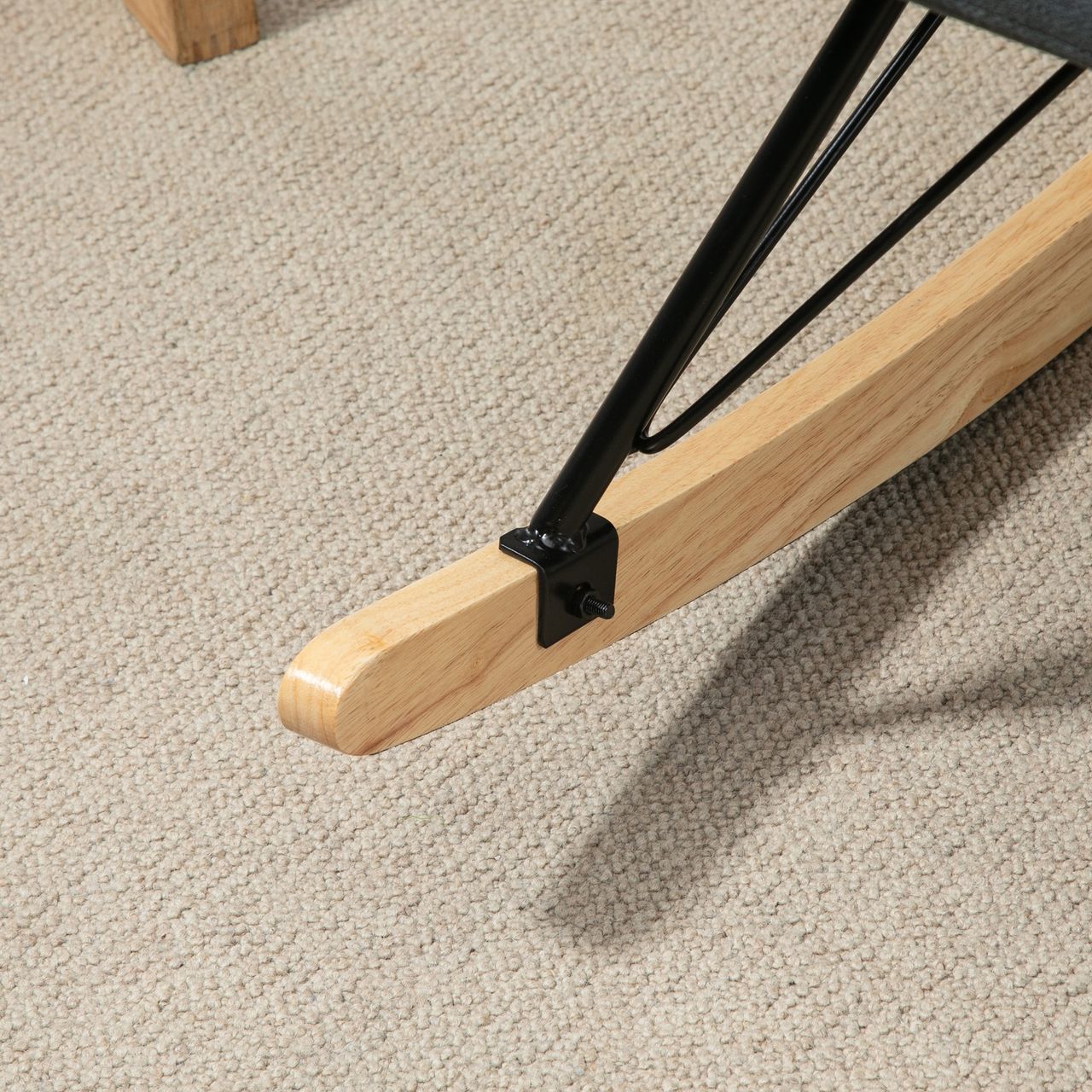 HOMCOM Schaukelstuhl Liegestuhl Lesesessel 90-135° Schaukel Leinen Gummiholz Dunkelgrau 75 x 95 x 110 cm