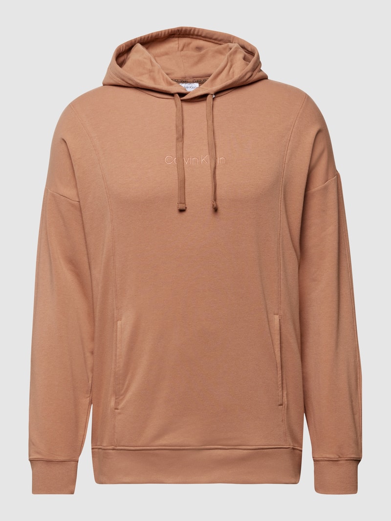 Hoodie mit Label-Stitching in camel