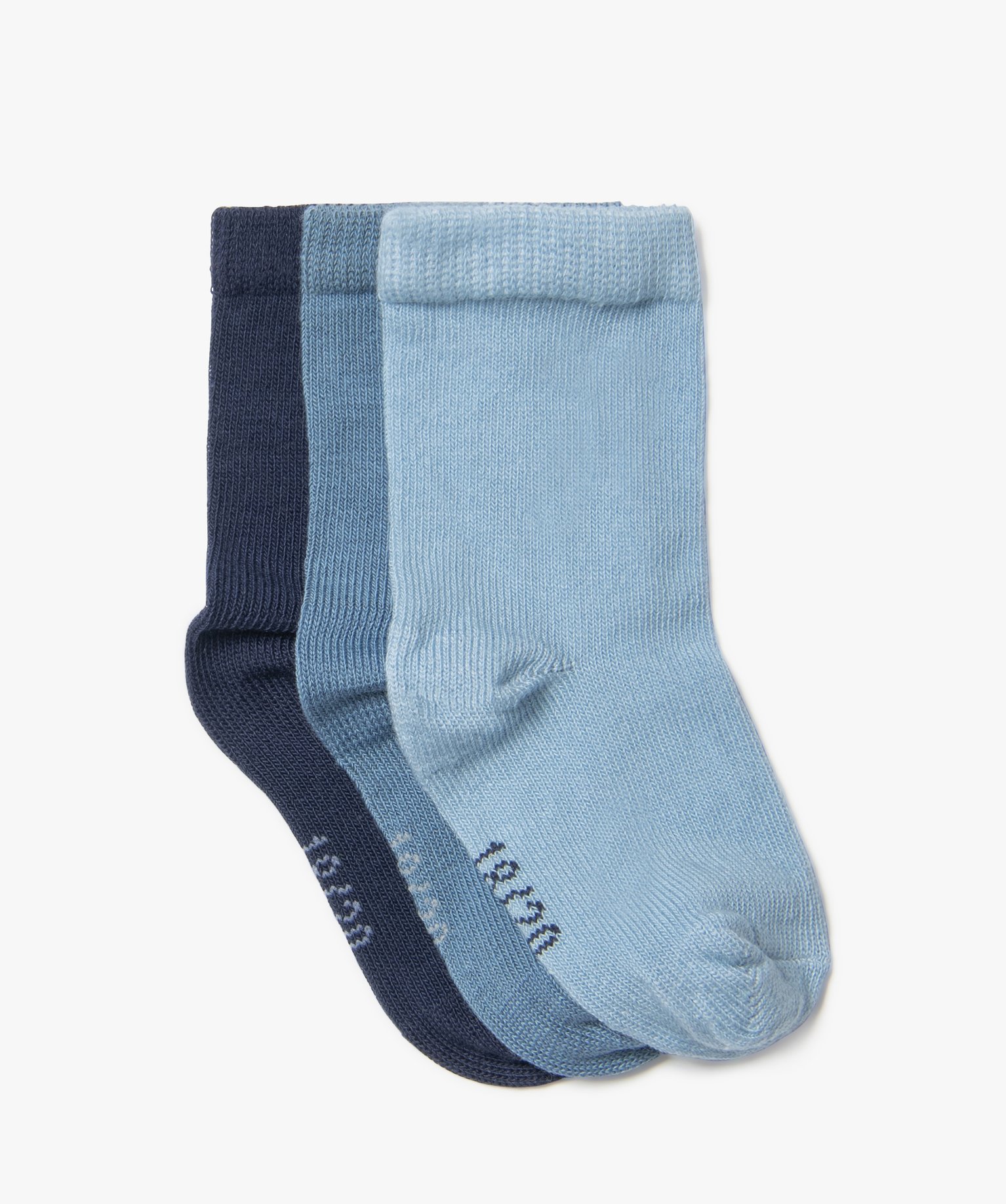 Chaussettes tige haute en coton biologique uni bébé fille ... bleu | GEMO