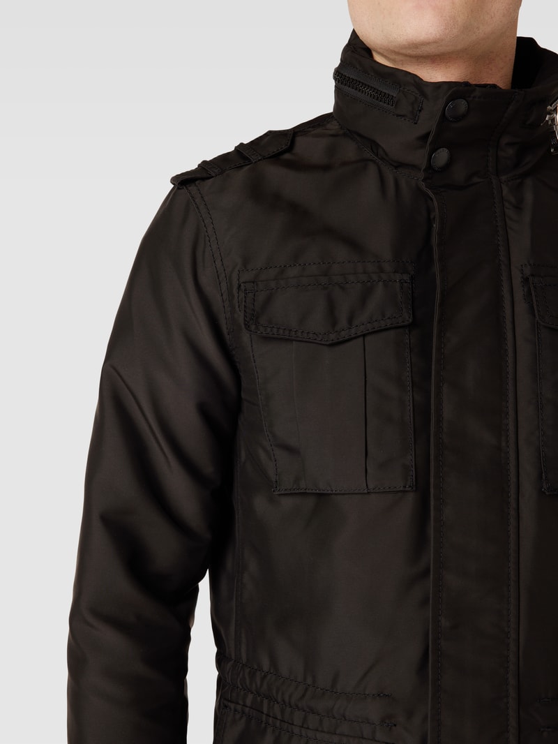 Funktionsjacke mit Stehkragen in schwarz
