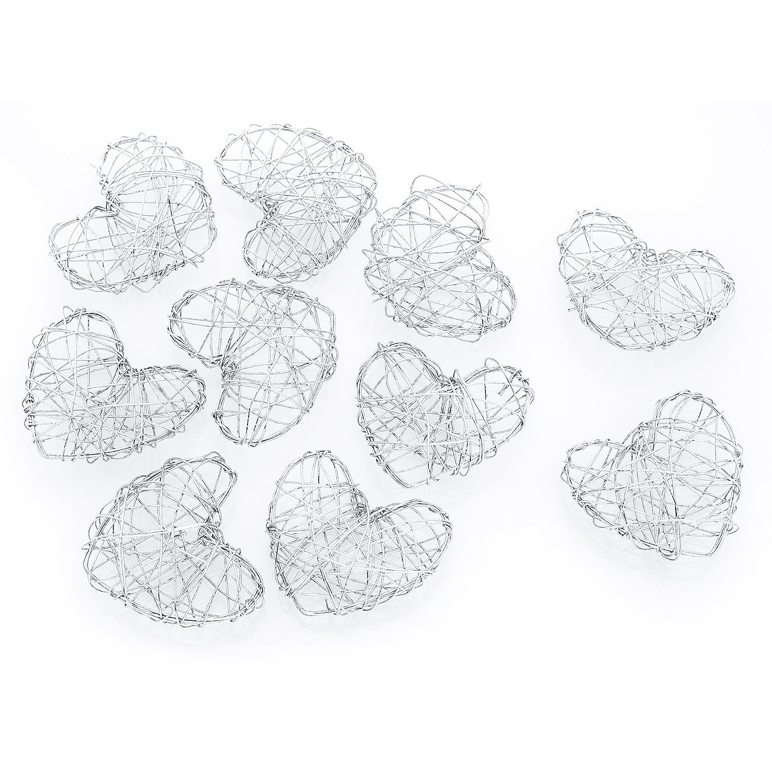 Draht-Herzen, silber, 4 cm, 10 Stück