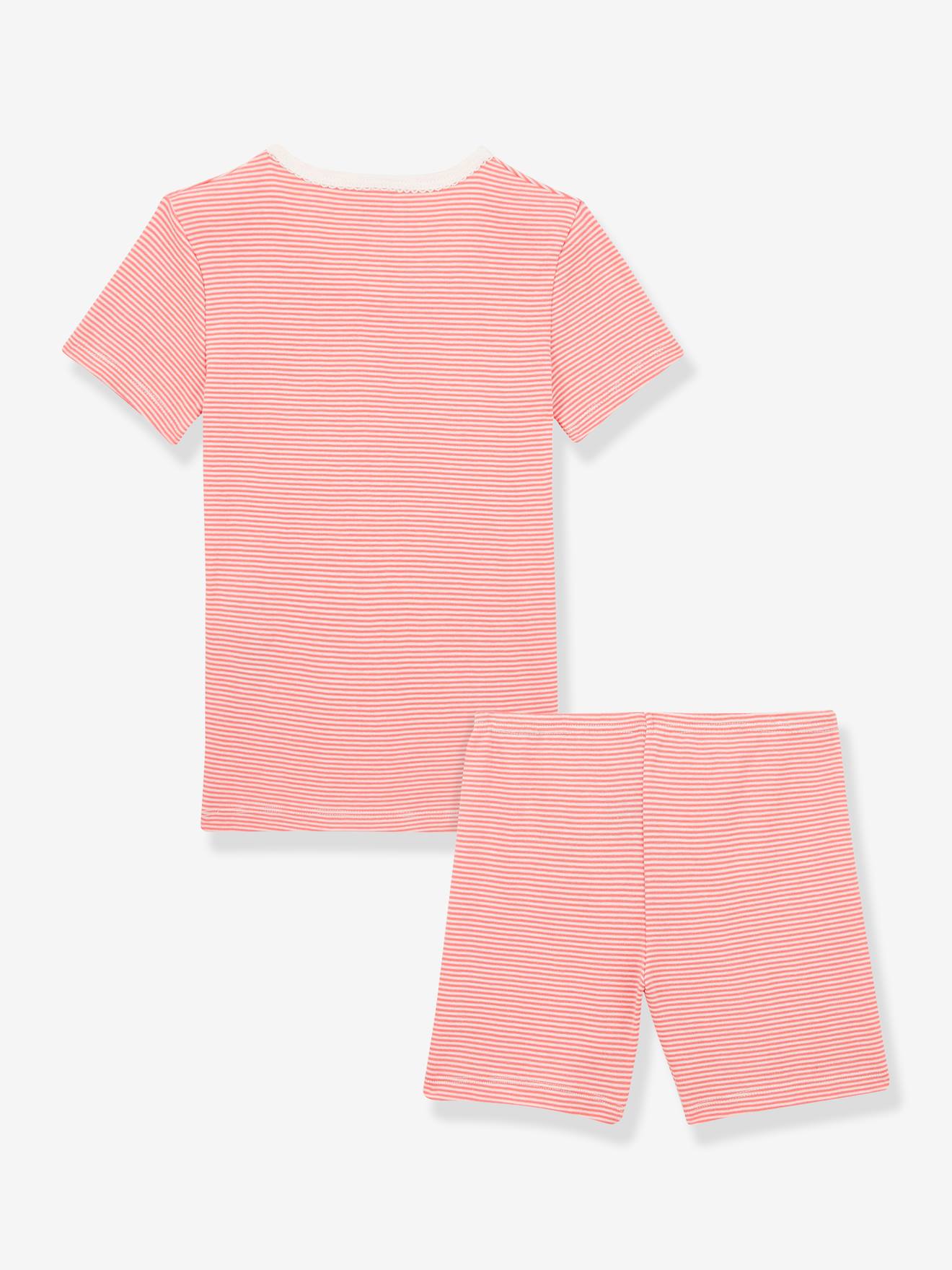 Petit Bateau Kurzer Mädchen Schlafanzug aus Bio-Baumwolle PETIT BATEAU - rosa/weiß