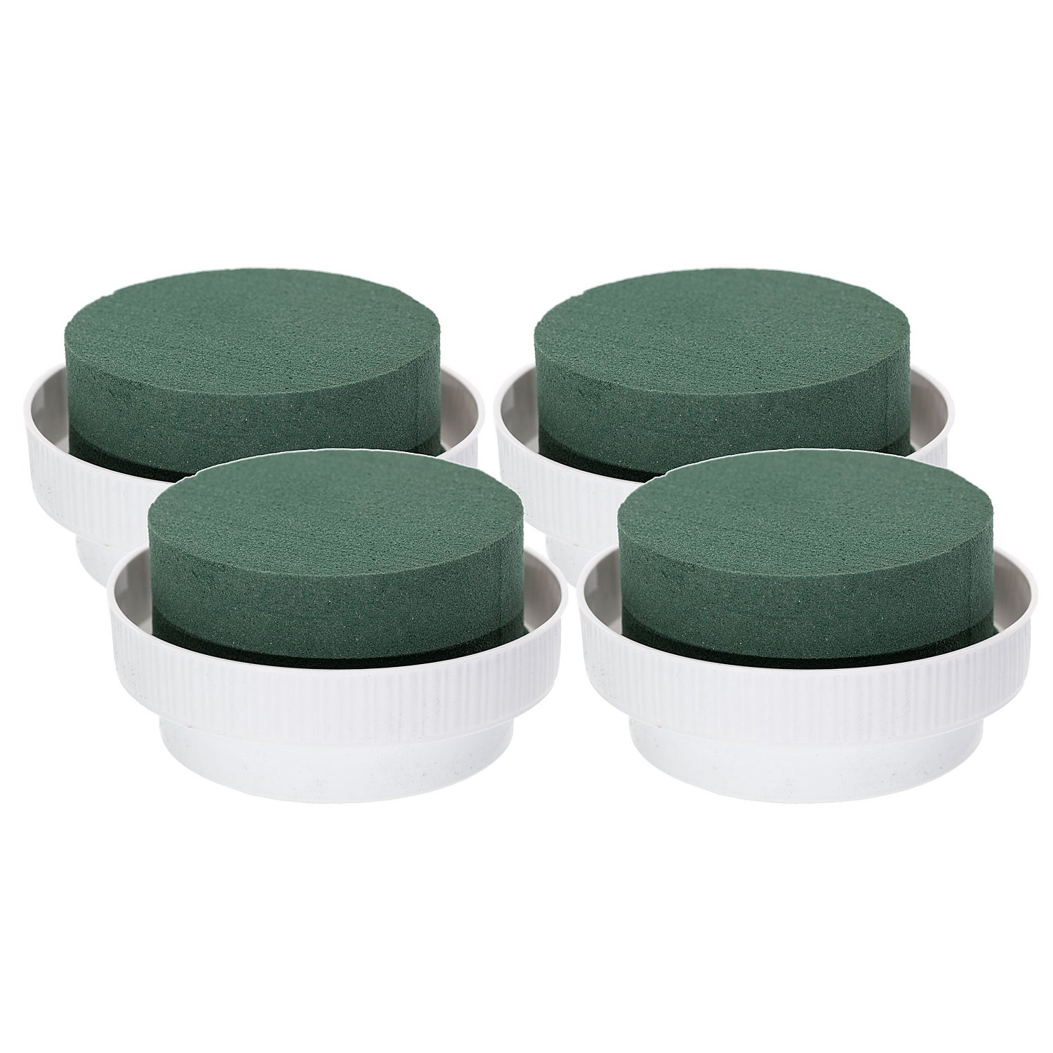 mosy Deko-Schale mit Nass-Steckschwamm, rund, 10 cm Ø, 4 Stück