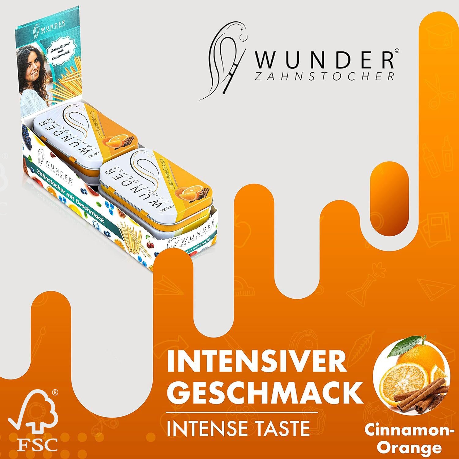 Wunder Zahnstocher Mundpflegecenter Wunder Zahnstocher Display 6er Pack Zimt Orange DS