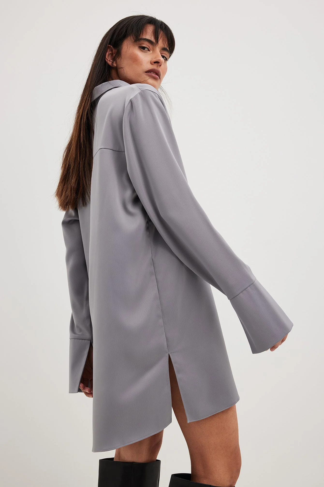 Satin-Shirt-Minikleid