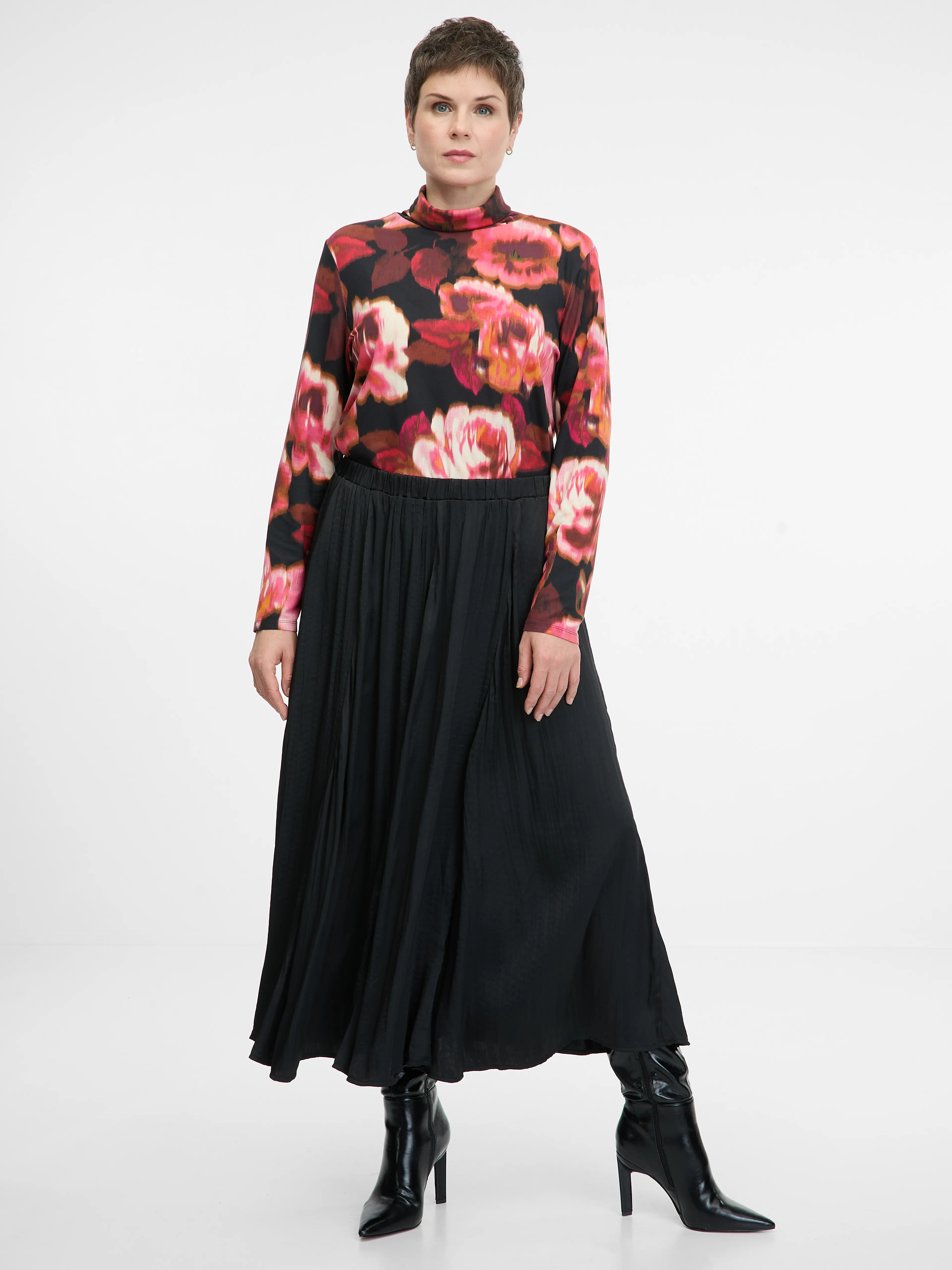 Rot gemustertes Damen-Langarm-T-Shirt ORSAY