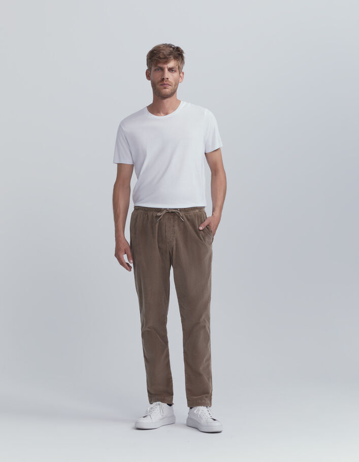 Jogpant cappuccino en velours côtelé Homme