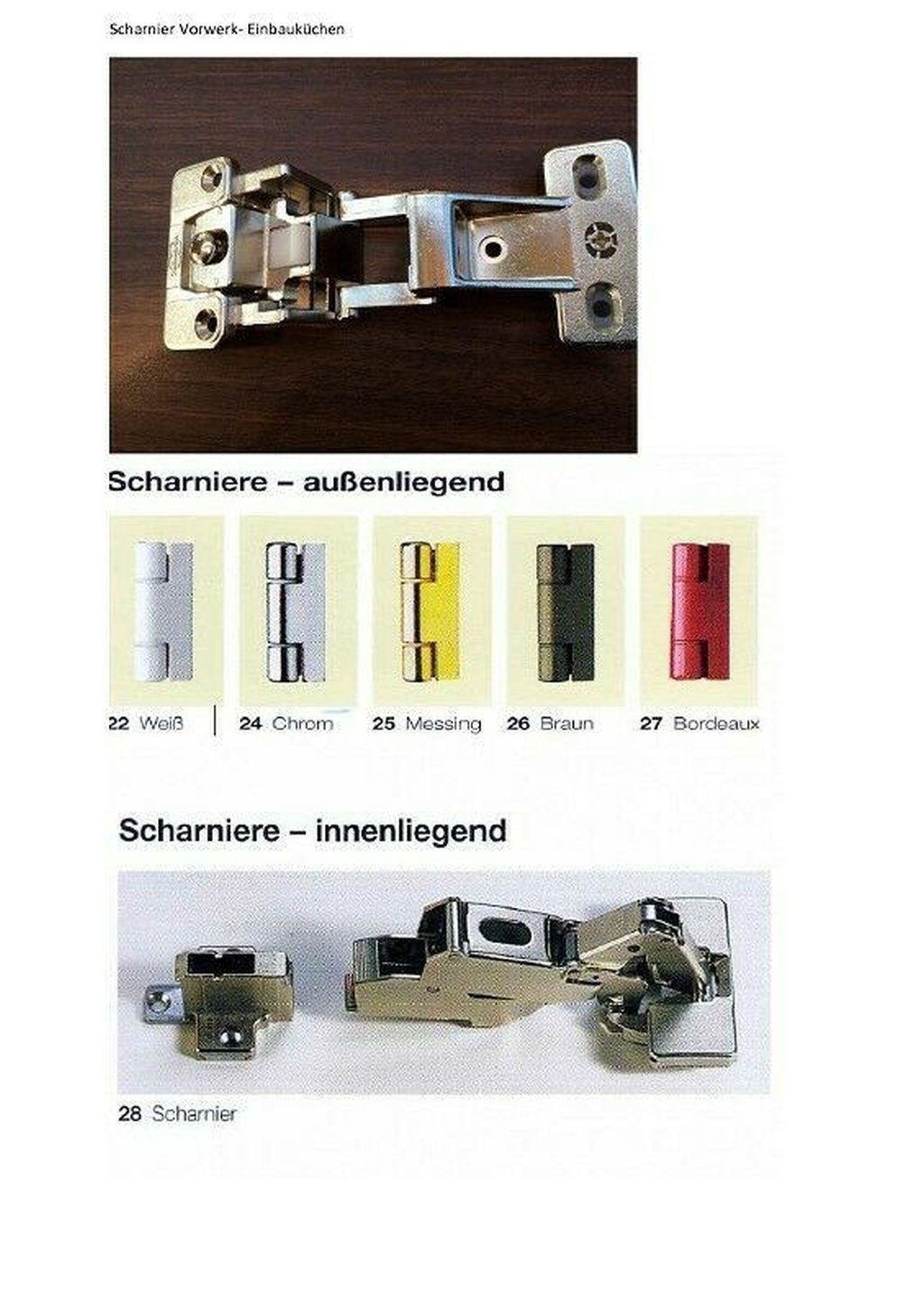 Hettich Möbelbeschlag Vorwerk Hettich Scharnier Topfband Möbelband 11530016 - 4405/72 - VEK22 NEU - Farbton BRAUN (1 St)
