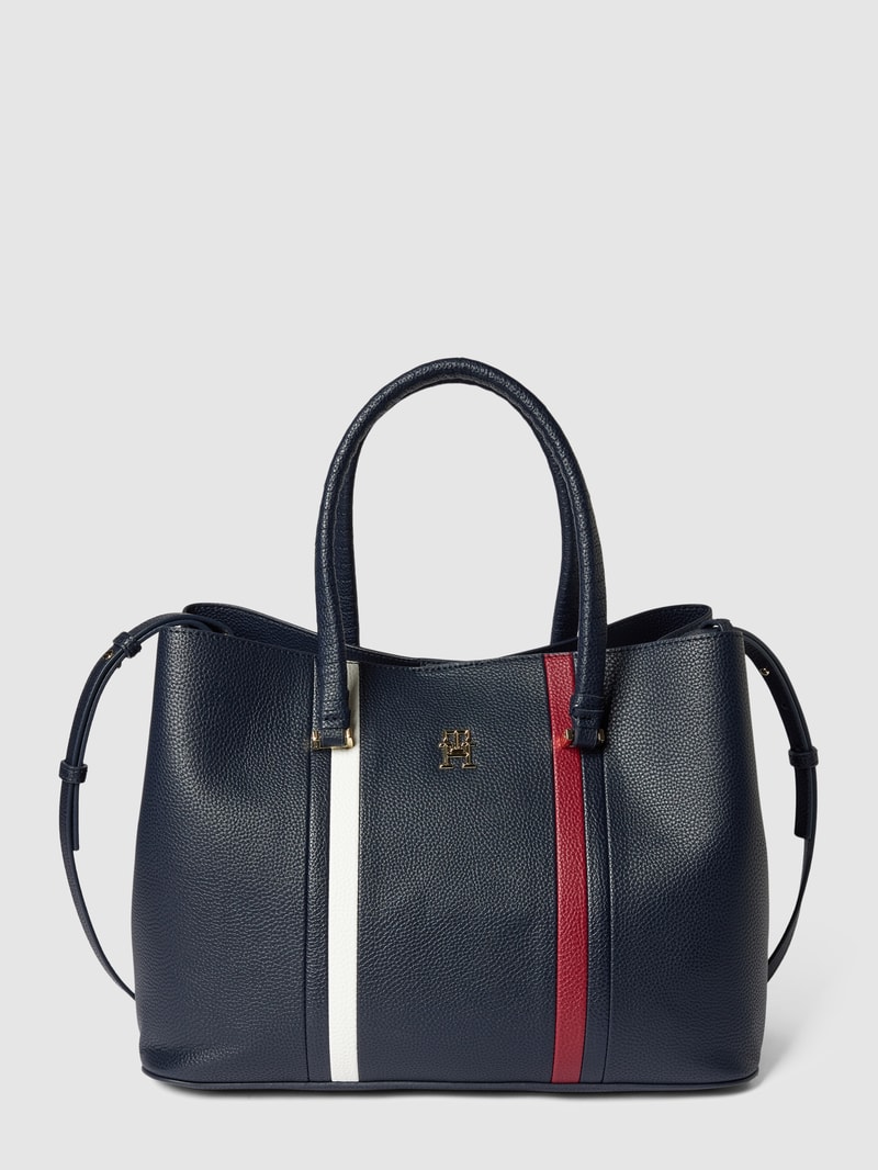 Handtasche in Leder-Optik in marineblau