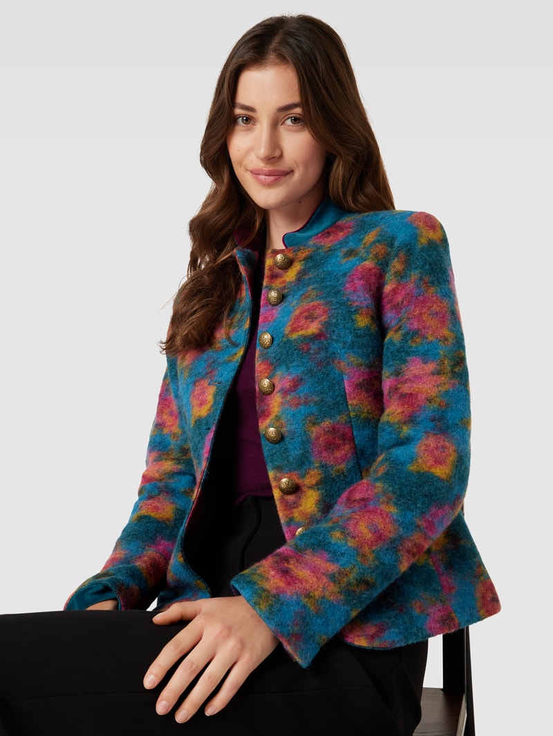 Blazer mit Stehkragen in petrol