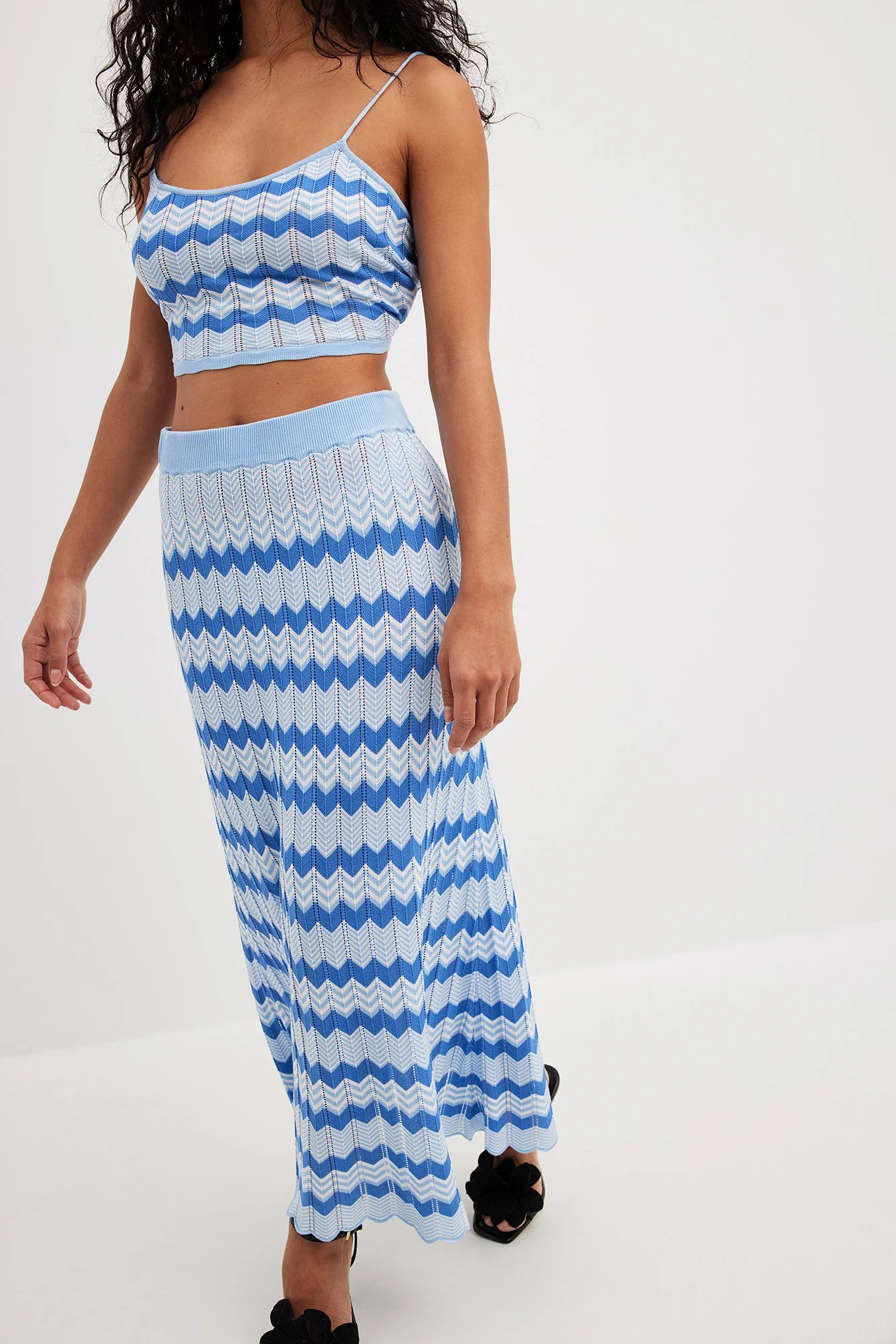 Gestreiftes Top mit Strickmuster