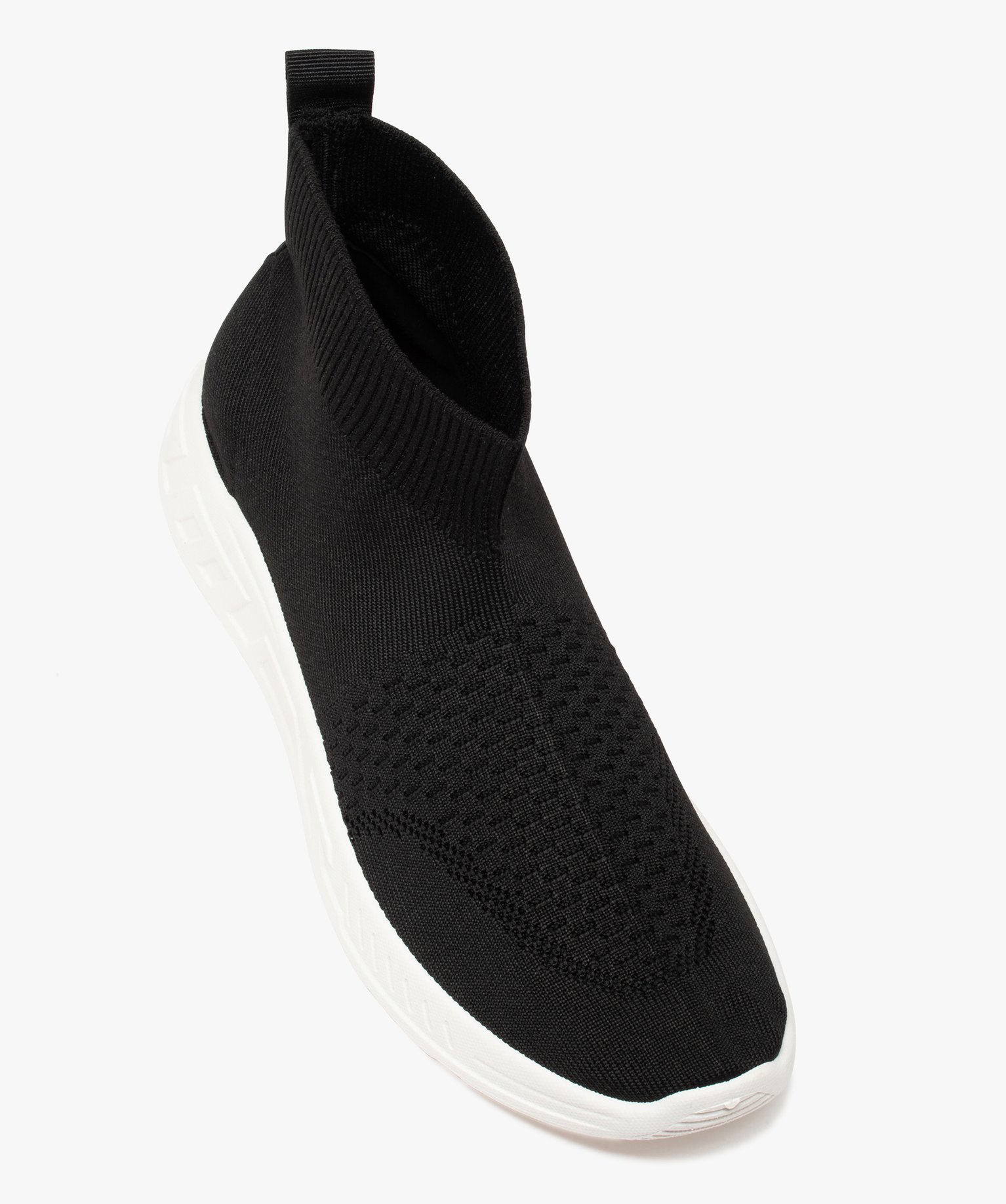 Baskets femme mid-cut en maille unie style chaussettes noir | GEMO
