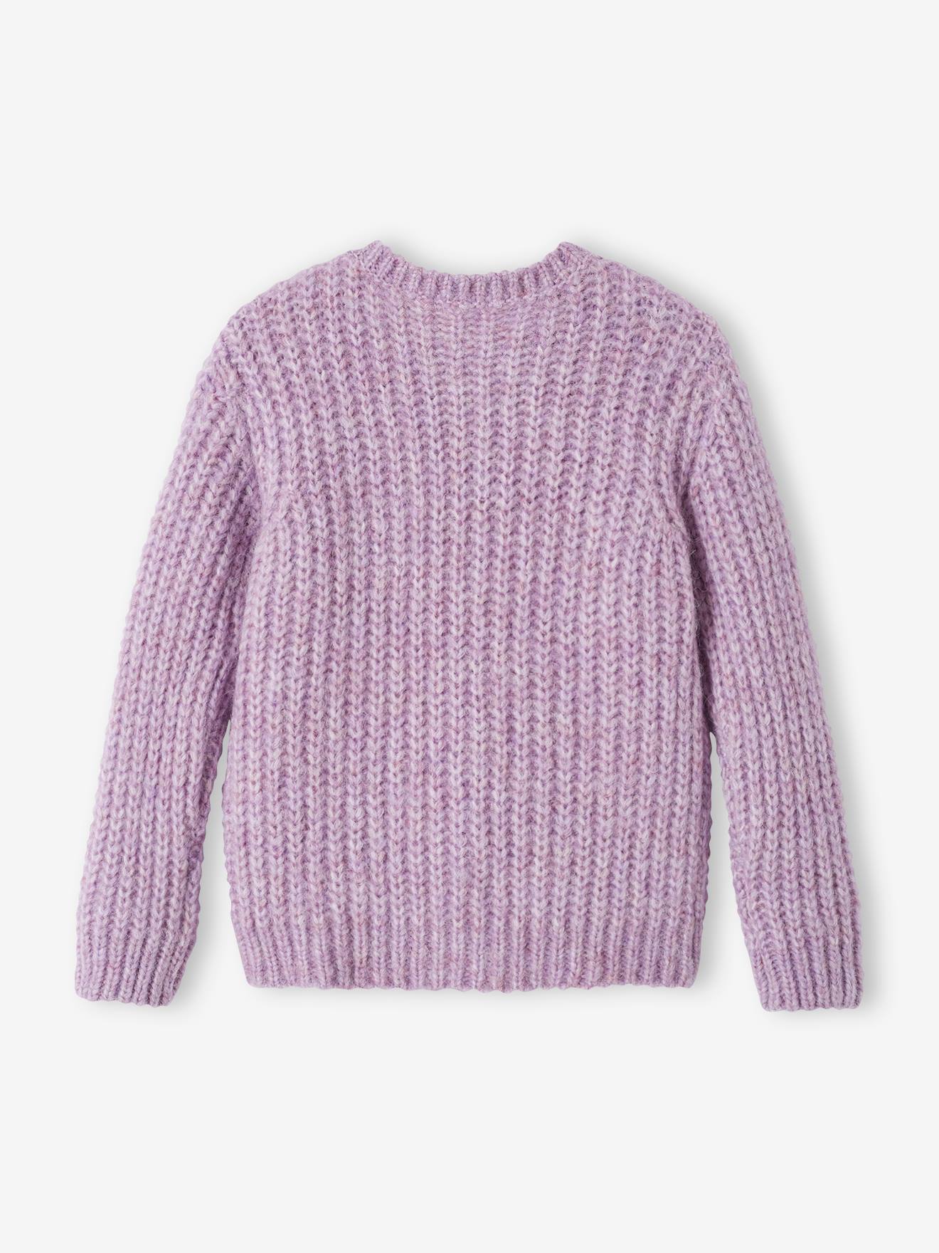 Gilet loose en maille mousseuse fille lilas