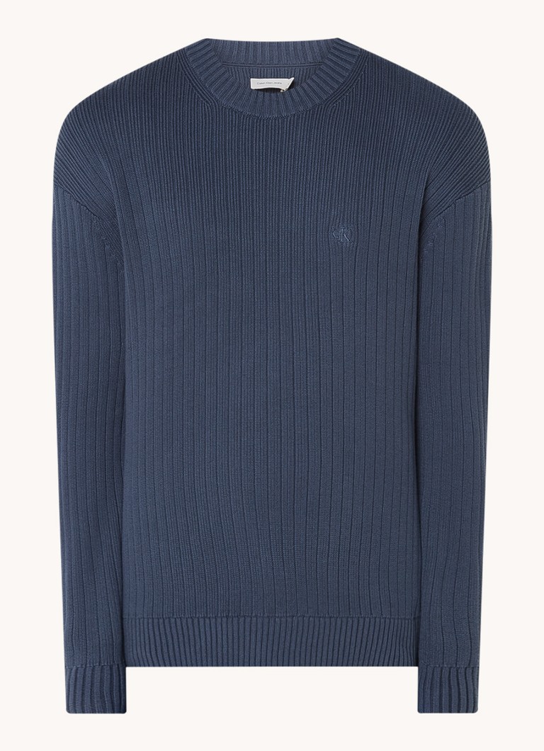 Maglione Calvin Klein Linear a maglia fine con logo