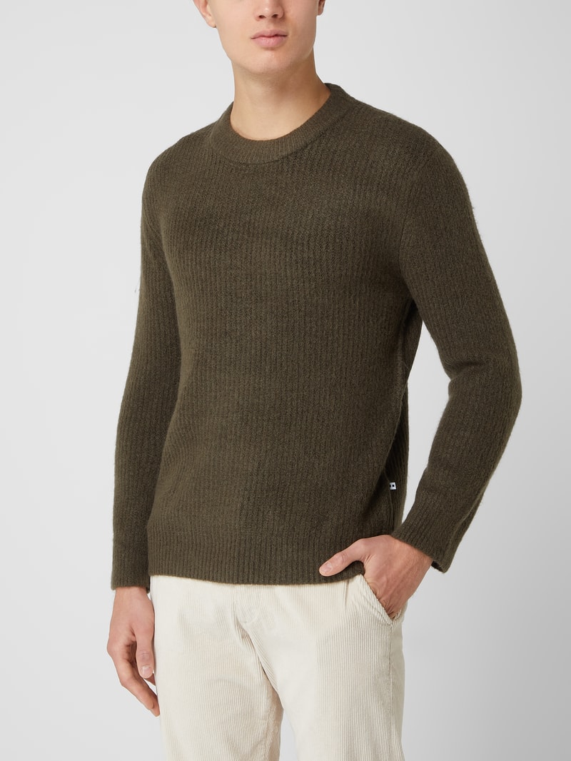 Pullover mit Woll-Anteil Modell 'Unid' in taupe