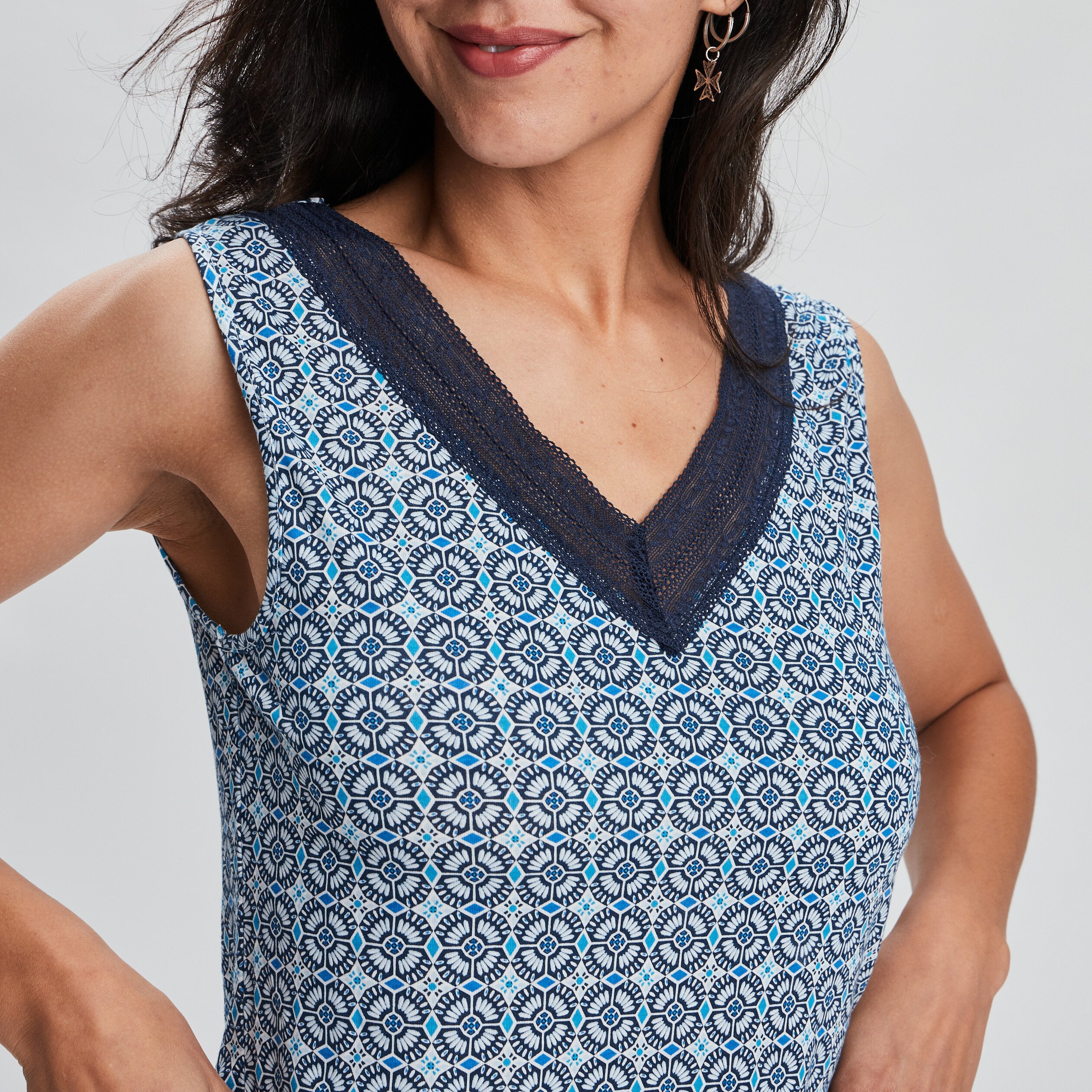 Haut de pyjama débardeur bleu femme | La Halle