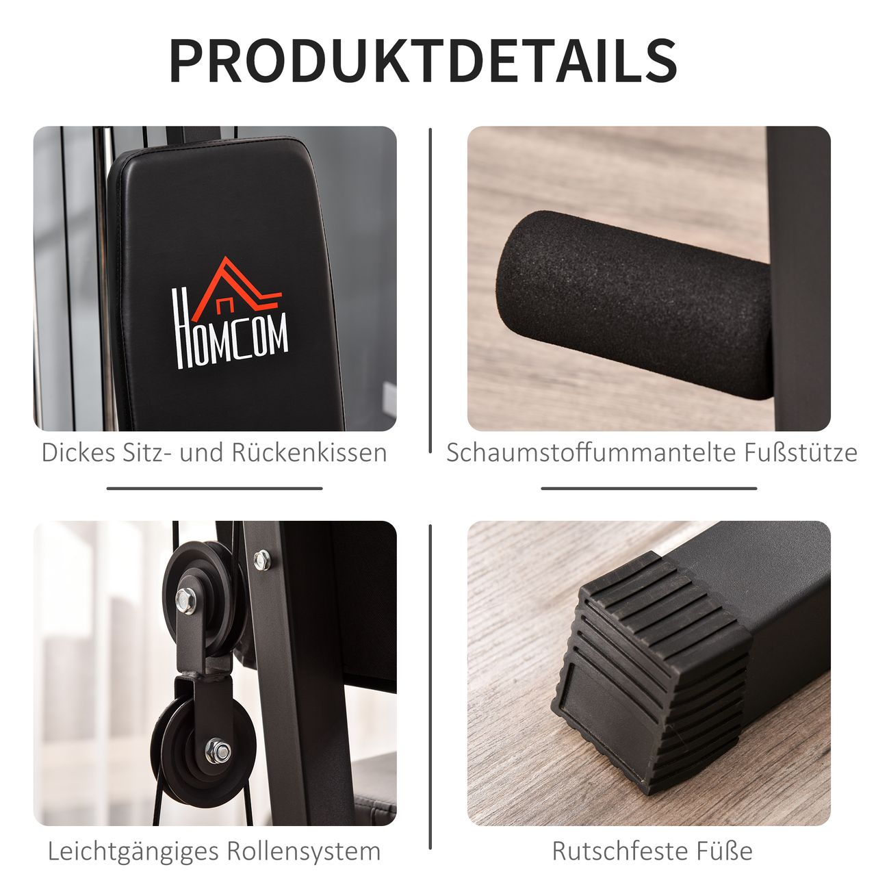 HOMCOM Gym Kraftstation Fitnessstation Multigym inkl. Gewichten Metall Schwarz
