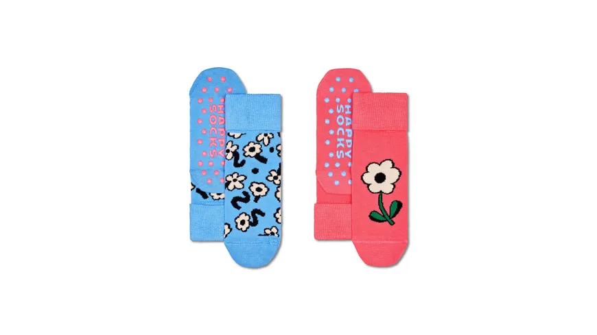 Happy Socks Kinder ABS-Socken Flower 2er Pack Light Blue