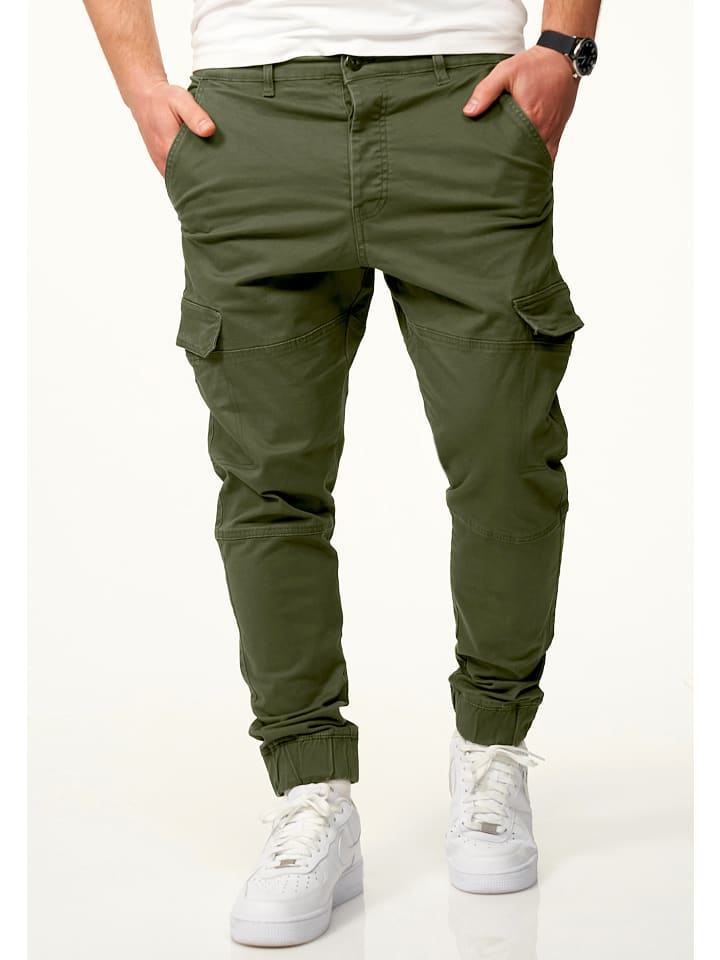 DAILY COTTON Cargohose - mit elastischen Beinbündchen Jogger-Hose Jeans in Khaki günstig kaufen
