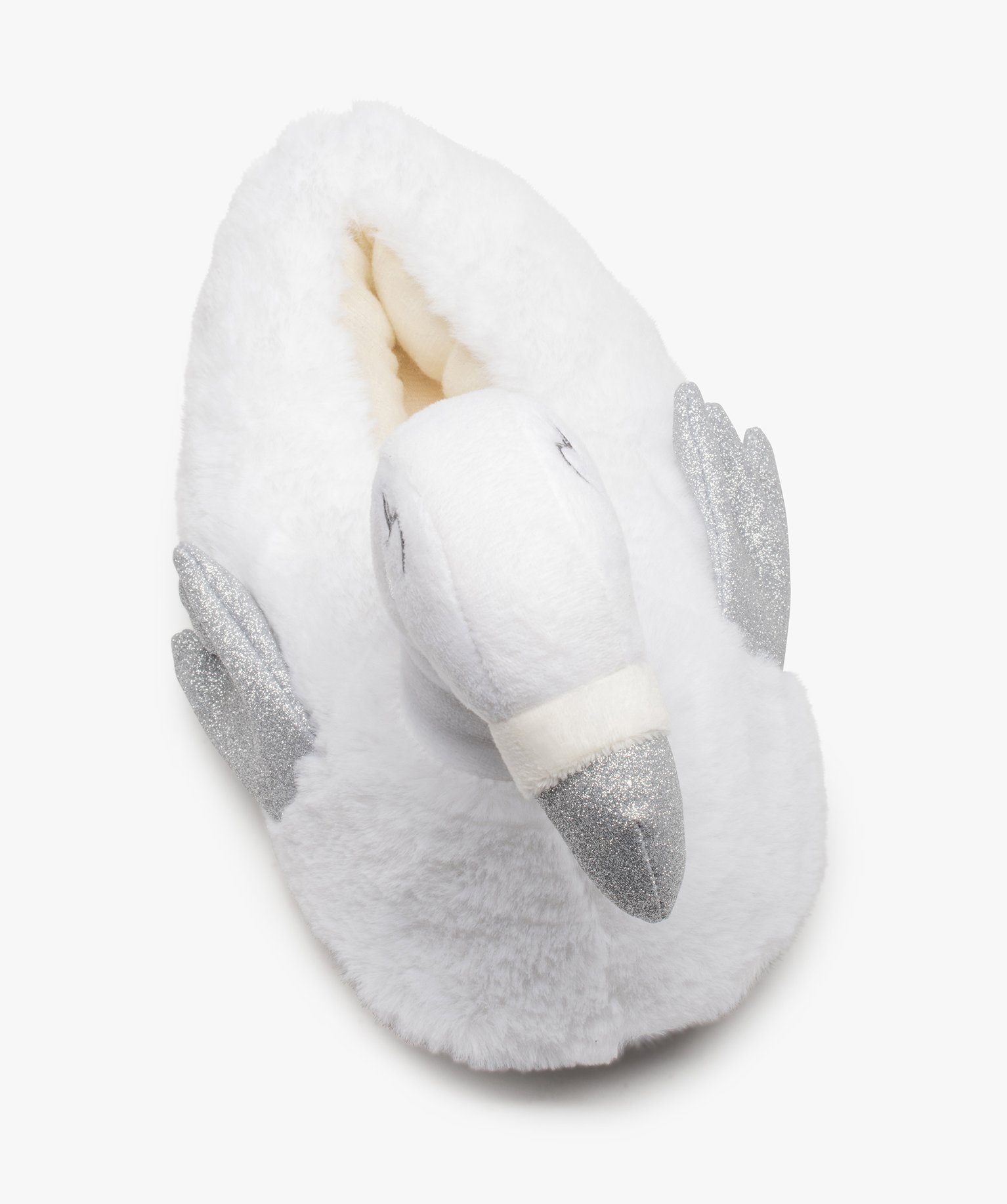 Chaussons femme en volume flamant rose à paillettes blanc | GEMO