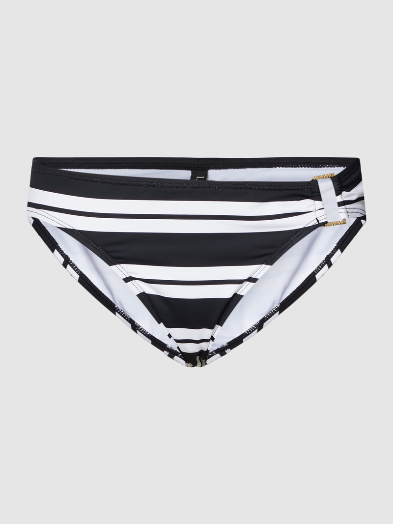 Bikini-Hose mit Streifenmuster in schwarz