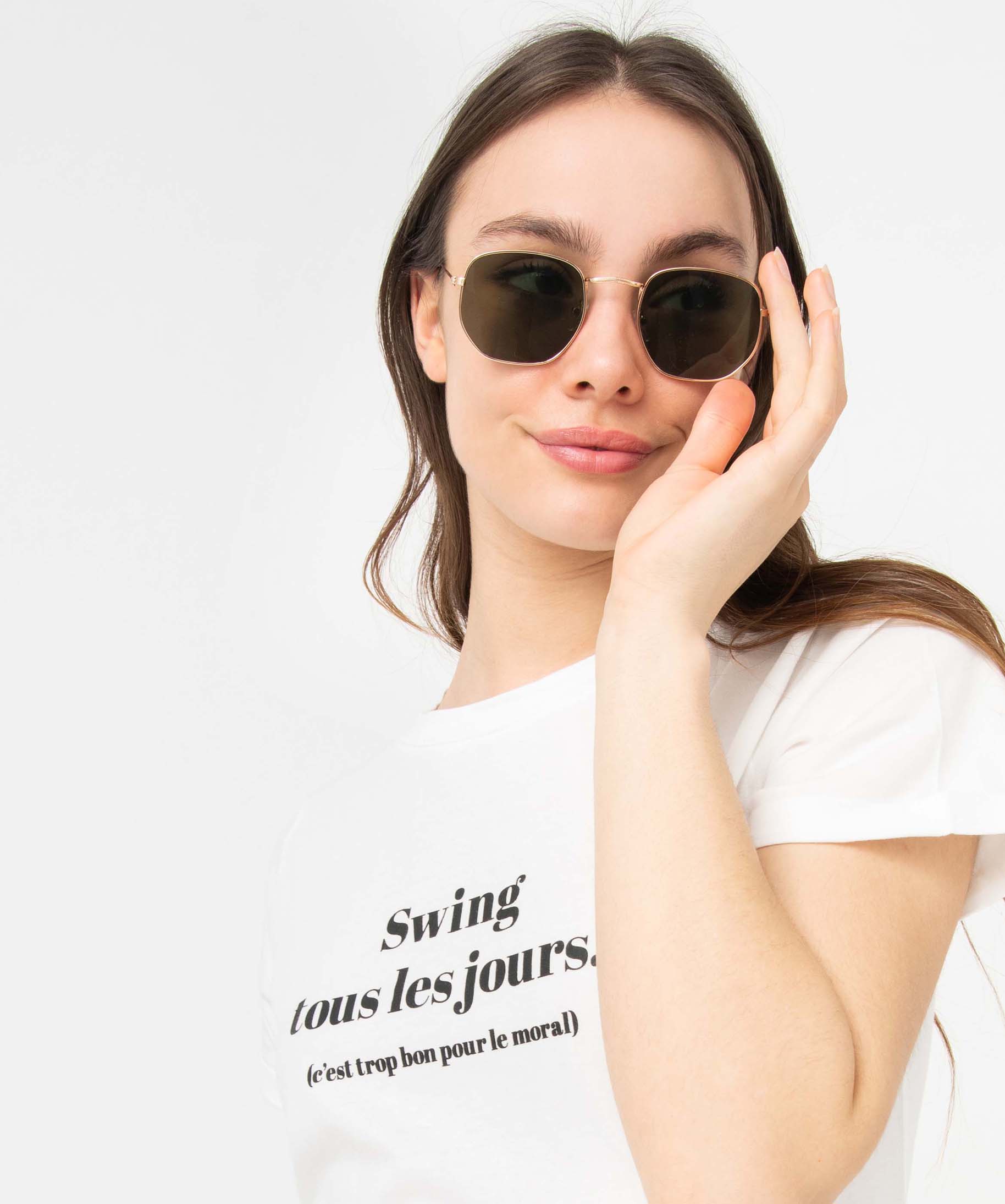 Tee-shirt femme à manches courtes avec message blanc | GEMO