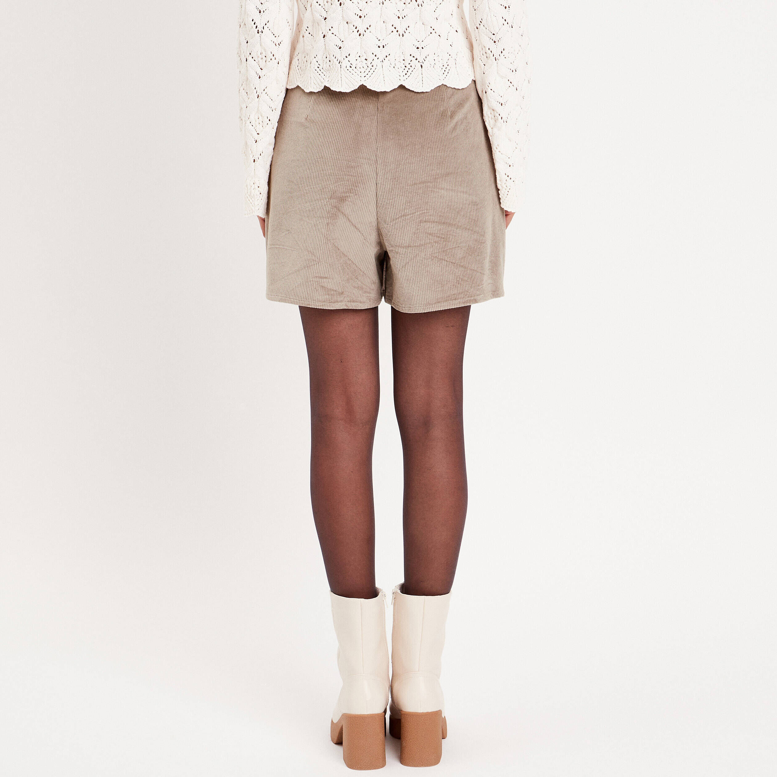 Jupe-short moulante velours vert kaki femme | Cache Cache