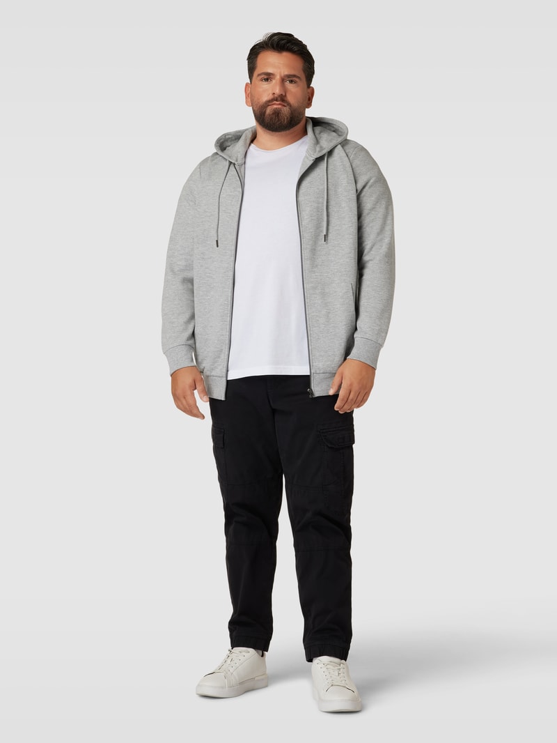 PLUS SIZE Sweatjacke mit Kapuze Modell 'BASIC' in hellgrau meliert