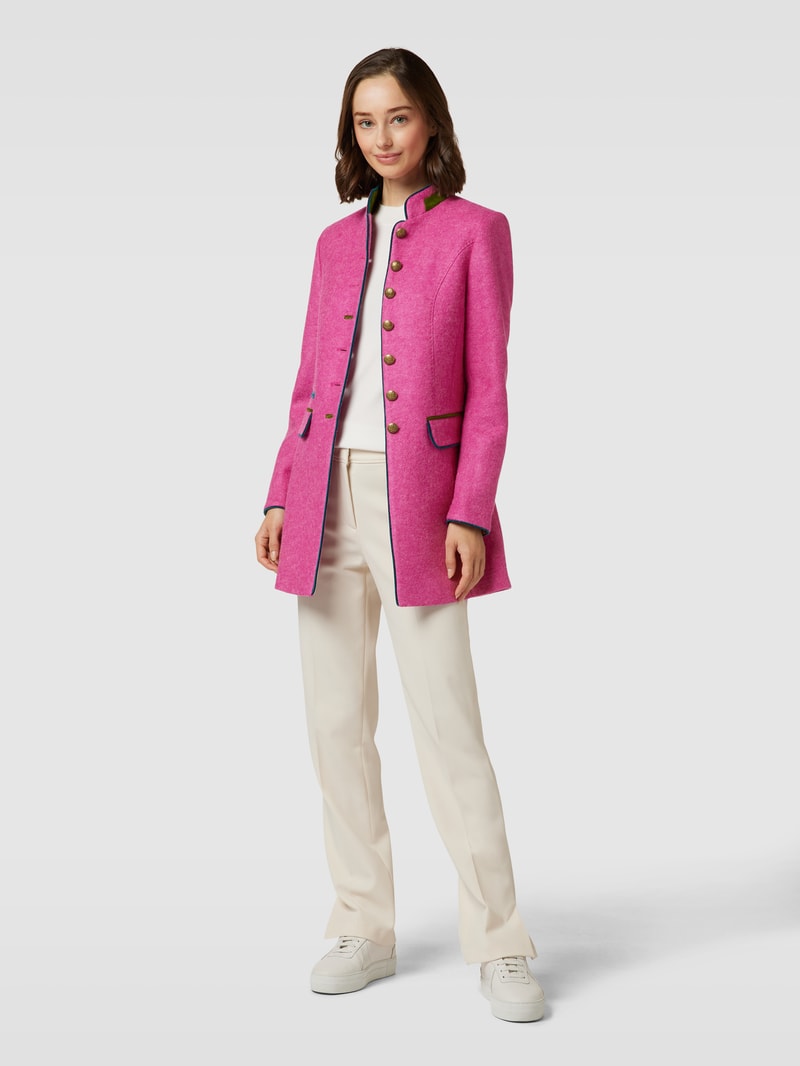 Longblazer mit Stehkragen und Pattentaschen in pink