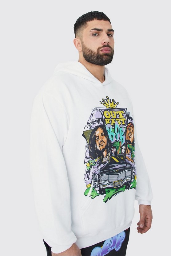 Plus Hoodie mit lizenziertem Outkast Print